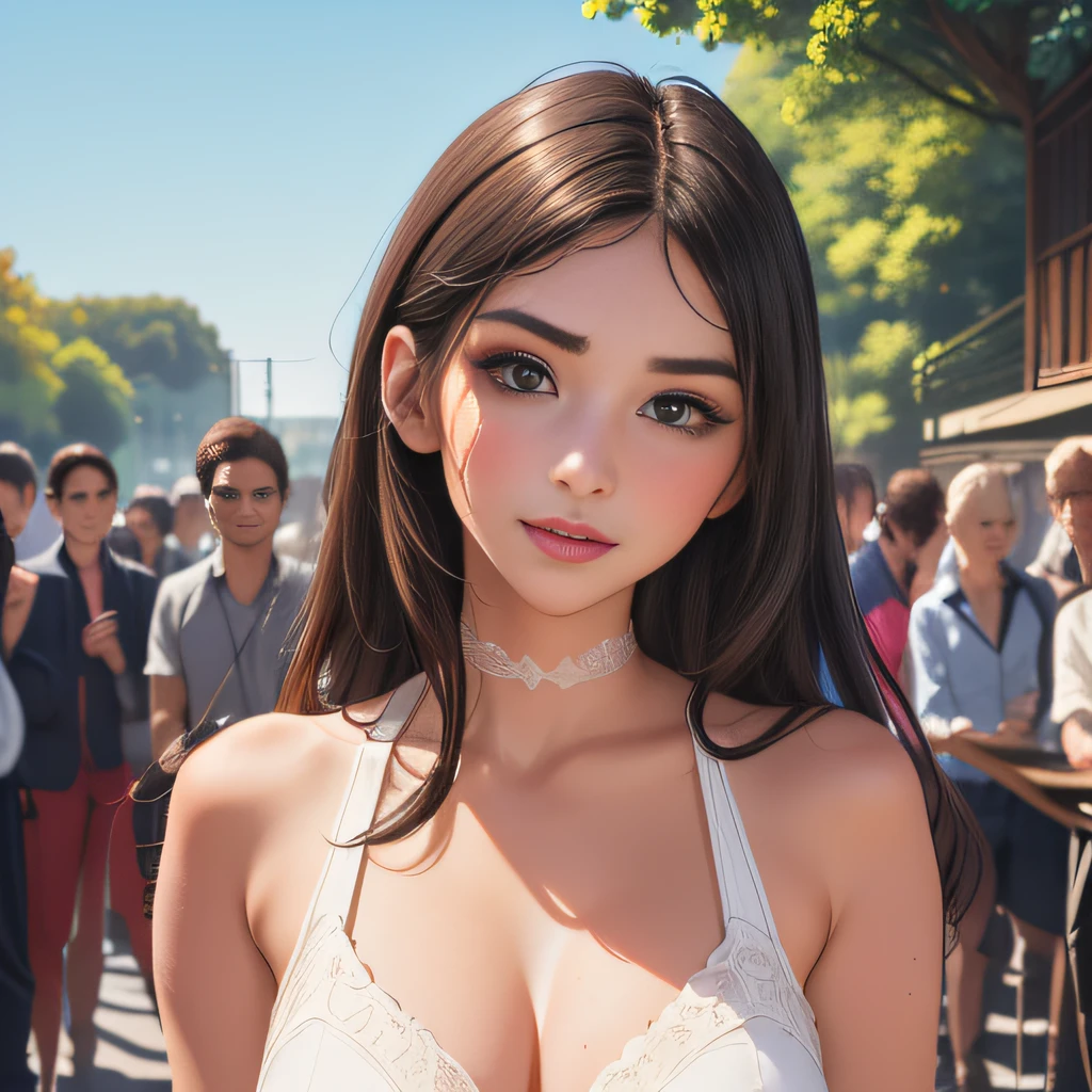 sfw, (Extremely detailed 8k wallpaper:2), (photo:2), (soigne Beautiful girl:2), (gives a lecture to friends:2), detailed (Face and eyes), (hyper realistic:1), (highly detailed:1), (epic realistic:1), rim light, (maximum details:1), cozy, (fullbody:1.3), (looking at viewer:2), (Woman's Attractive Qualities:2), (Attractive Woman:2), (Attractive:2), Smile, Intelligence, Empathy, Gracefulness, Sense of Style, Fitness, Grooming, Optimism, (Sensitivity:2), Sincerity, Romantic Gestures, Playfulness, Fashion Sense, (Sensuality:2), Charm, Modesty, Thoughtfulness, (Femininity:1), Flirtatiousness, Warmth, (Physical attractiveness:2), A beautiful smile, A love of life, strength and power, vulnerability, curiosity, wonder, love, (nature background:2), kawaii, waifu, Beautiful breasts, (attractive body:2), (Beautiful body:2), Beautiful pose, attractive pose, (Beautiful legs:1.0), (spread legs:1.0), (Beautiful clothes:1), (classic clothes:2), (elegant clothes:2), (European clothes:2), detailed clothes, (skirt:1), (blouse:1), (provocative pose)