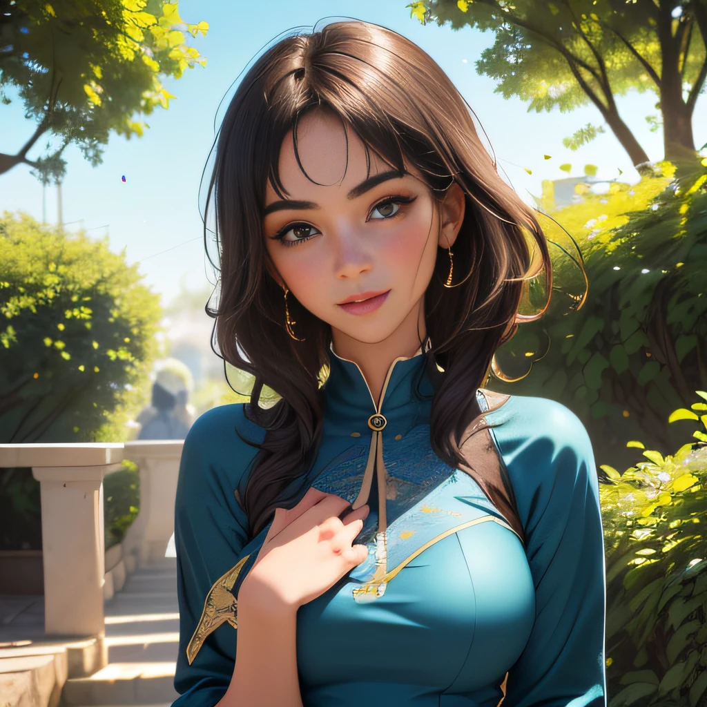 sfw, (Extremely detailed 8k wallpaper:2), (photo:2), (soigne Beautiful girl:2), (gives a lecture to friends:2), detailed (Face and eyes), (hyper realistic:1), (highly detailed:1), (epic realistic:1), rim light, (maximum details:1), cozy, (fullbody:1.3), (looking at viewer:2), (Woman's Attractive Qualities:2), (Attractive Woman:2), (Attractive:2), Smile, Intelligence, Empathy, Gracefulness, Sense of Style, Fitness, Grooming, Optimism, (Sensitivity:2), Sincerity, Romantic Gestures, Playfulness, Fashion Sense, (Sensuality:2), Charm, Modesty, Thoughtfulness, (Femininity:1), Flirtatiousness, Warmth, (Physical attractiveness:2), A beautiful smile, A love of life, strength and power, vulnerability, curiosity, wonder, love, (nature background:2), kawaii, waifu, Beautiful breasts, (attractive body:2), (Beautiful body:2), Beautiful pose, attractive pose, (Beautiful legs:1.0), (spread legs:1.0), (Beautiful clothes:1), (classic clothes:2), (elegant clothes:2), (European clothes:2), detailed clothes, (skirt:1), (blouse:1), (provocative pose)