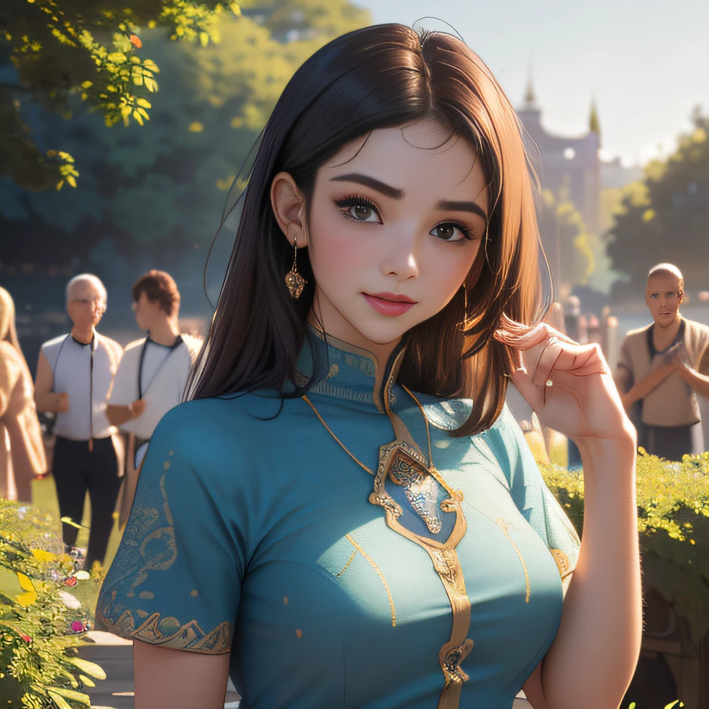 (extremely detailed 8K wallpaper:2), (photo:2), (24 years old Xuan Beautiful girl:2), (gives a lecture to friends:2), Detailed (Face & Eyes), (hyper realistic:1), (Highly detailed:1), (Epic Realistic:1), rim light, (Maximum details:1), Cosy, (body complet:1.3), (looking a viewer:2), (Attractive qualities of a woman:2), (attractive female:2), (Attractive:2), Smile, intelligence, sympathy, Grace, A sense of style, Fitness, Care, optimism, (sensitivity:2), frankness, Romantic gestures, playfulness, Fashion Sense, (sensuality:2), charm, modesty, Thoughtfulness, (femininity:1), flirtatiousness, warmth, (Physical Attractiveness:2), beautiful smile, Love of Life, Strength and power, Vulnerability, curiosity, wonder, Love, (Nature's prehistory:2), Kawaii, waifu, beautiful breasts, (attractive body:2), (handsome body:2), BEAUTIFUL POSE, attractive pose, (nice feet:1.0), (beautiful clothing:1), (Classic clothes:2), (elegant clothing:2), (European Clothing:2), detailed clothes, (upskirt:1), (blouse:1), (provocative pose)