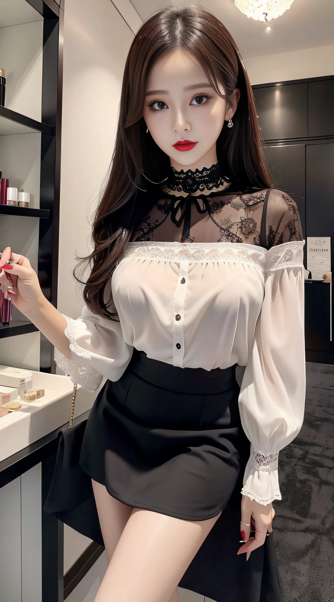 Evil Female Executive、blouse、tight skirts、Evil Fall、dark、brainwash、Brainwashing device、panthyhose、lacy fabric、beauty legs、a choker、Brainwashing makeup、wining、lipsticks