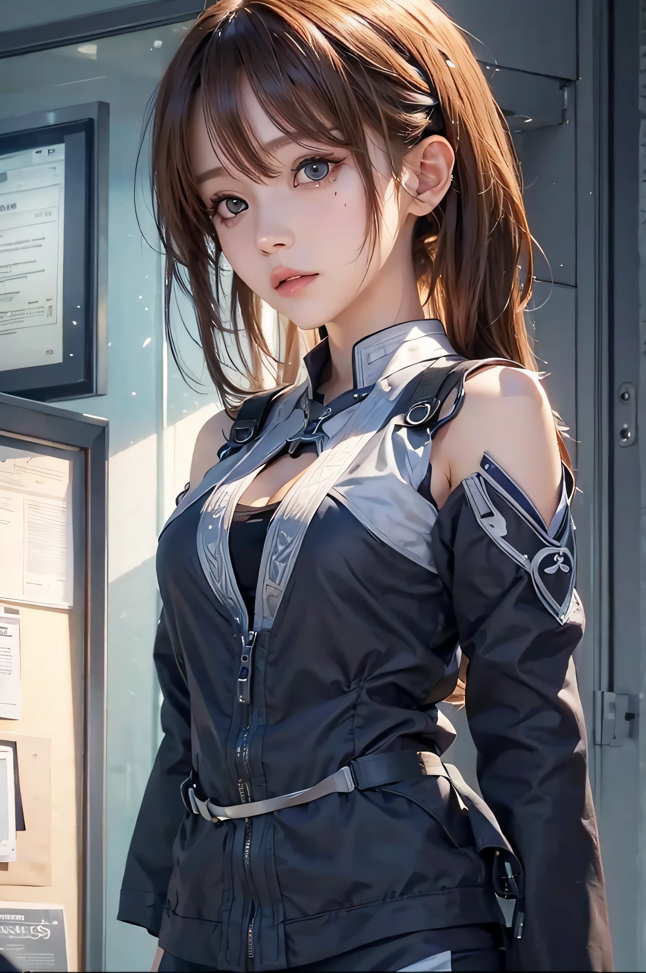 Realistic, Asuna Yuuki, ultra detalhe,queixo fino, olhos azuis hiper realistas