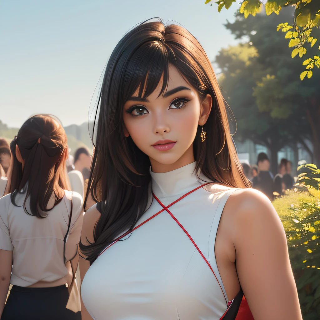 sfw, (Extremely detailed 8k wallpaper:2), (photo:2), (soigne Beautiful girl:2), (gives a lecture to friends:2), detailed (Face and eyes), (hyper realistic:1), (highly detailed:1), (epic realistic:1), rim light, (maximum details:1), cozy, (fullbody:1.3), (looking at viewer:2), (Woman's Attractive Qualities:2), (Attractive Woman:2), (Attractive:2), Smile, Intelligence, Empathy, Gracefulness, Sense of Style, Fitness, Grooming, Optimism, (Sensitivity:2), Sincerity, Romantic Gestures, Playfulness, Fashion Sense, (Sensuality:2), Charm, Modesty, Thoughtfulness, (Femininity:1), Flirtatiousness, Warmth, (Physical attractiveness:2), A beautiful smile, A love of life, strength and power, vulnerability, curiosity, wonder, love, (nature background:2), kawaii, waifu, Beautiful breasts, (attractive body:2), (Beautiful body:2), Beautiful pose, attractive pose, (Beautiful legs:1.0), (spread legs:1.0), (Beautiful clothes:1), (classic clothes:2), (elegant clothes:2), (European clothes:2), detailed clothes, (skirt:1), (blouse:1), (provocative pose)
