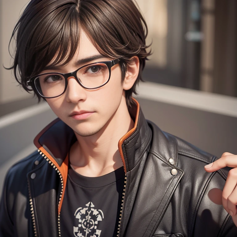 1boy,Black glasses,Solo,Black hair,Brown eyes,Brown hair,Spiritual hair,Looking at Viewer,Cartoon portrait