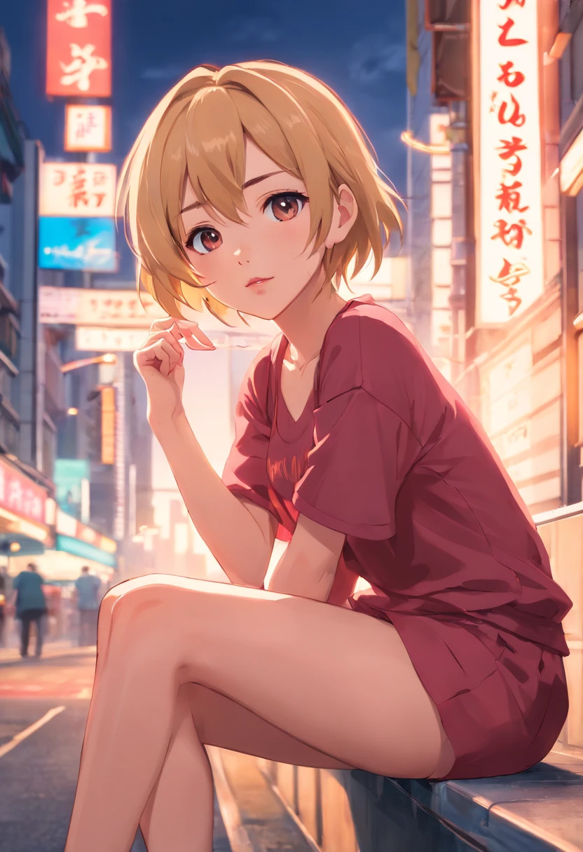 official art, masterpiece, sharp focus, (beautiful gorgeous cute woman:1.3), (beautiful cute :1.3), Cuban beauty, 30 y.o., Delicate and beautiful blonde and pink hair, big lips Red, large nose, realistic, ultra detailed, beautiful girl. She Is sitting spreading legs