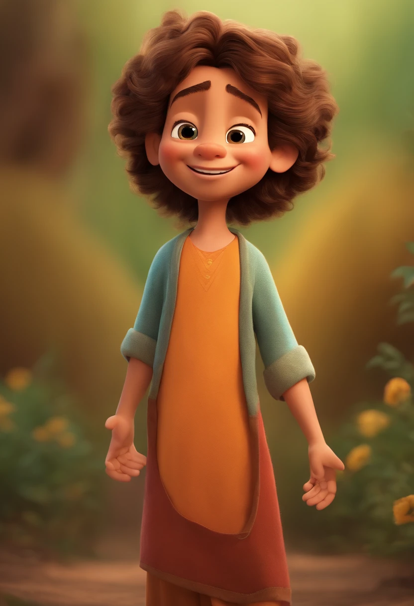 A happy boy of Jesus Christ with hair standing on end complied, fundo branco, barnet, Tom, Estilo Pixar, ....3d, desenhos animados, rosto detalhado, asymmetrical 16k