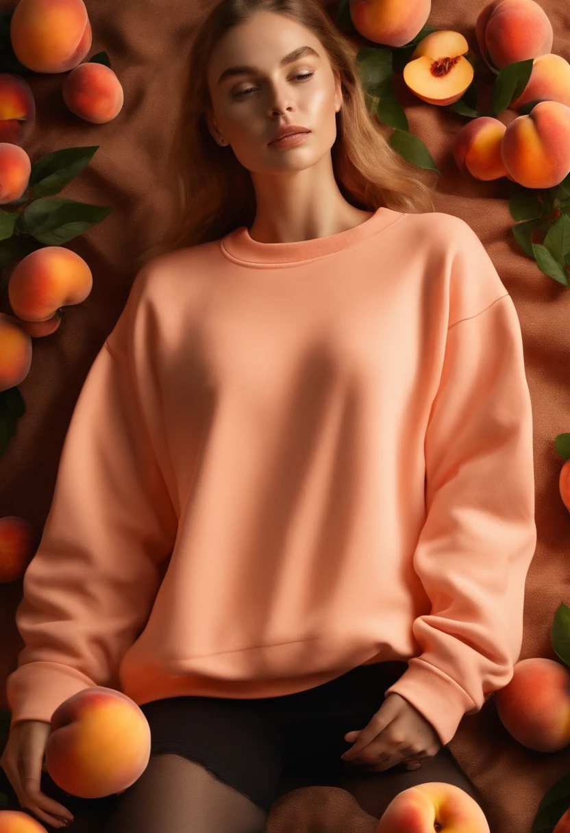 3d model of a peach sweatshirt, made in a soft style, dreamy quality, feminine exuberance, Matte Photo, without inscriptions and logos
