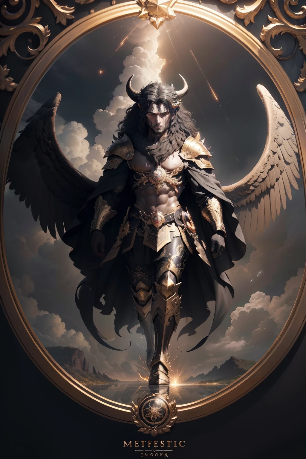 masterpiece,highly detail(Metalic Black,Reflect,:1.3), he have four faces, representing a human, a lion, an ox and an eagle,
He have four wings, with two used for flight and two covering their bodies,
He have human hands under their wings,
He have a glow similar to glowing embers,
He move together with a wheel within a wheel, which symbolizes God's power and sovereignty.{best quality}, very detail, clouds and mist,
(extremely detail CG unity 8k wallpaper:1.1)(masterpiece),(best quality:1.1),realistic,style of master anime,perfect perspective,intricate detail