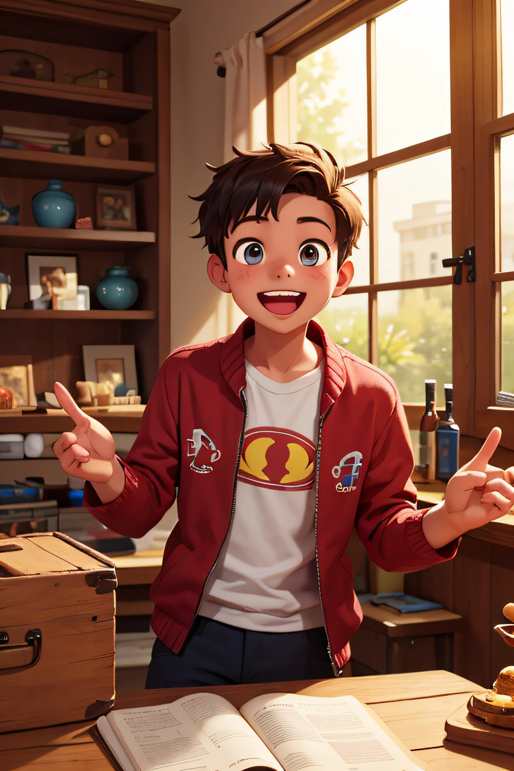 A young man is overjoyed after discovering a treasure