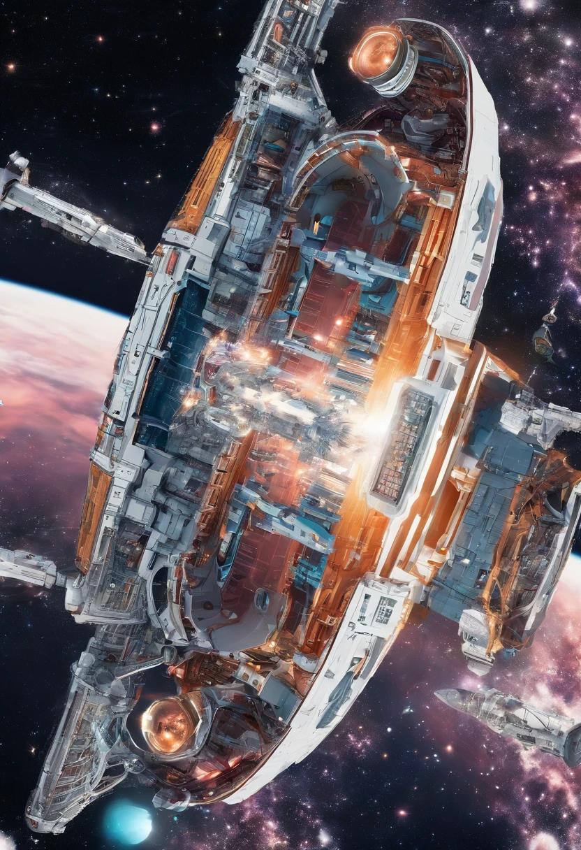 An orbital elevator looking up from the earth's surface