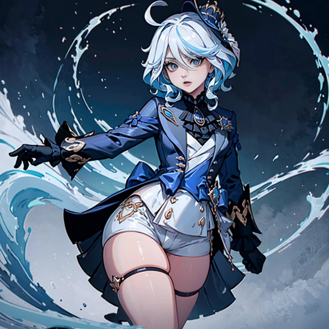 Personaje furina de genshin impact, desnuda cuerpo sexy, (NSFW)
