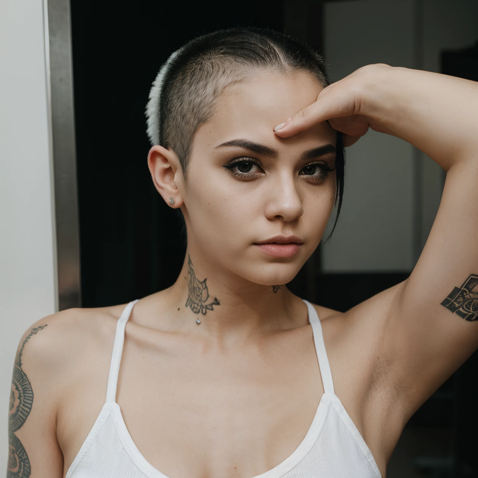 Shaved hair, emo girl