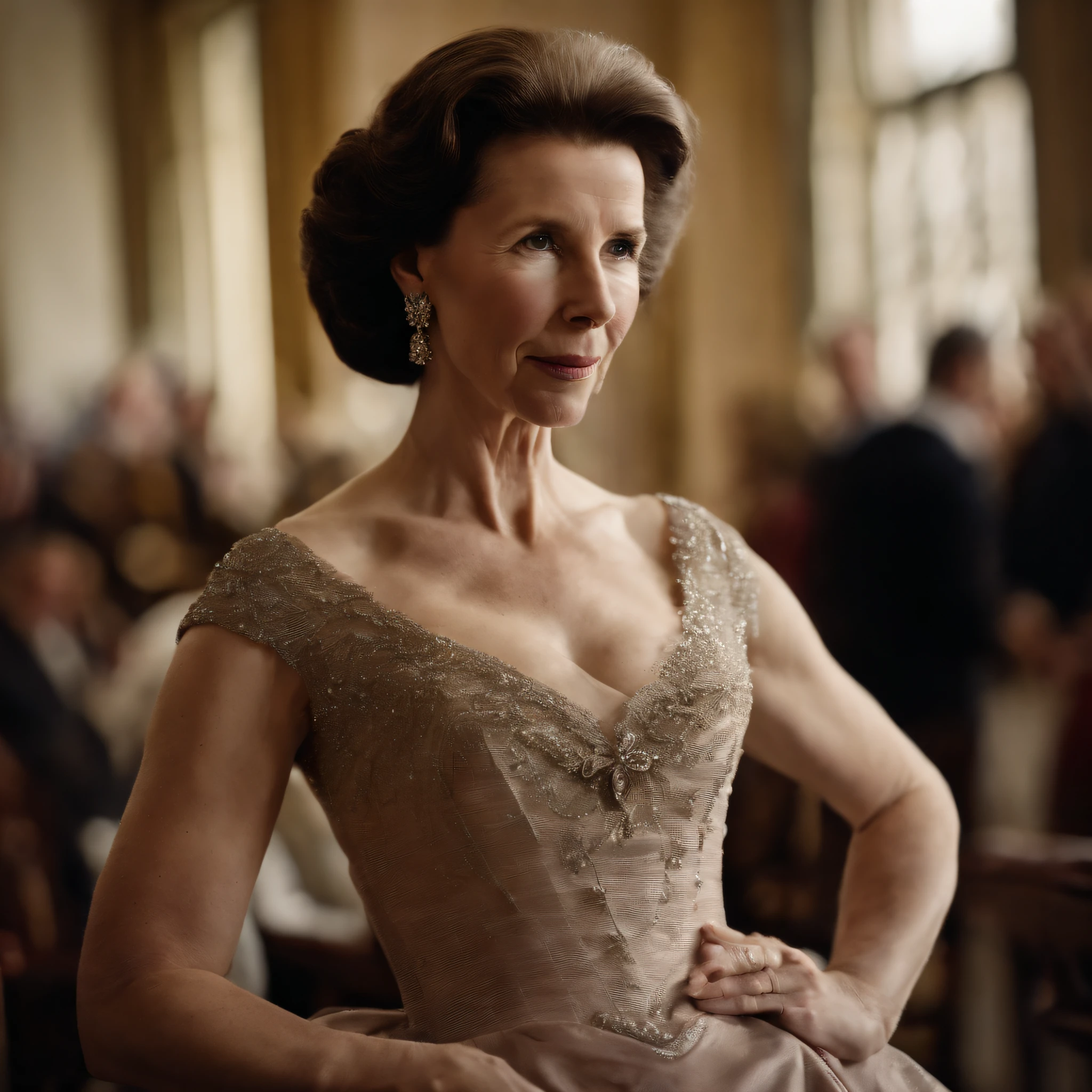 sexy princess anne of the UK in deep cut dress