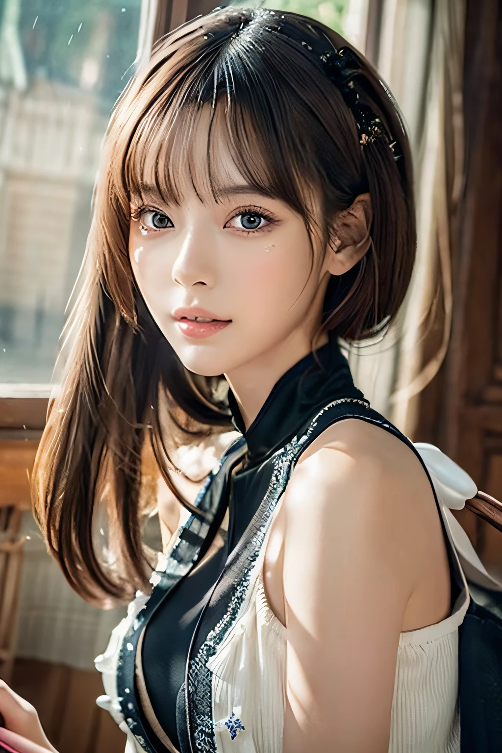 Focus on people。Create and express the best shining composition of the person in a realistic way。((​masterpiece))、(((top-quality)))、((ultra-detailliert))、(A hyper-realistic)、(highly detailed CGillustration)、(extremely delicate and beautiful)、Girl a masterpiece、top-quality、Realistic skin feeling、Realistic fabric、We will introduce a realist illustration focusing on the center front of girls with realistic and ultra-detailed eyes.。This is the absolute rule, and the following sentence expresses the image quality。 The greatest painter in human history meets an unparalleled beauty、It is the greatest masterpiece in the history of the Inuiku Ichigo, which depicts the most beautiful figure of a lifetime.。 Create stunning anime artwork that is currently trending on seaStation、Introducing exquisite beauty and seductive aesthetics。