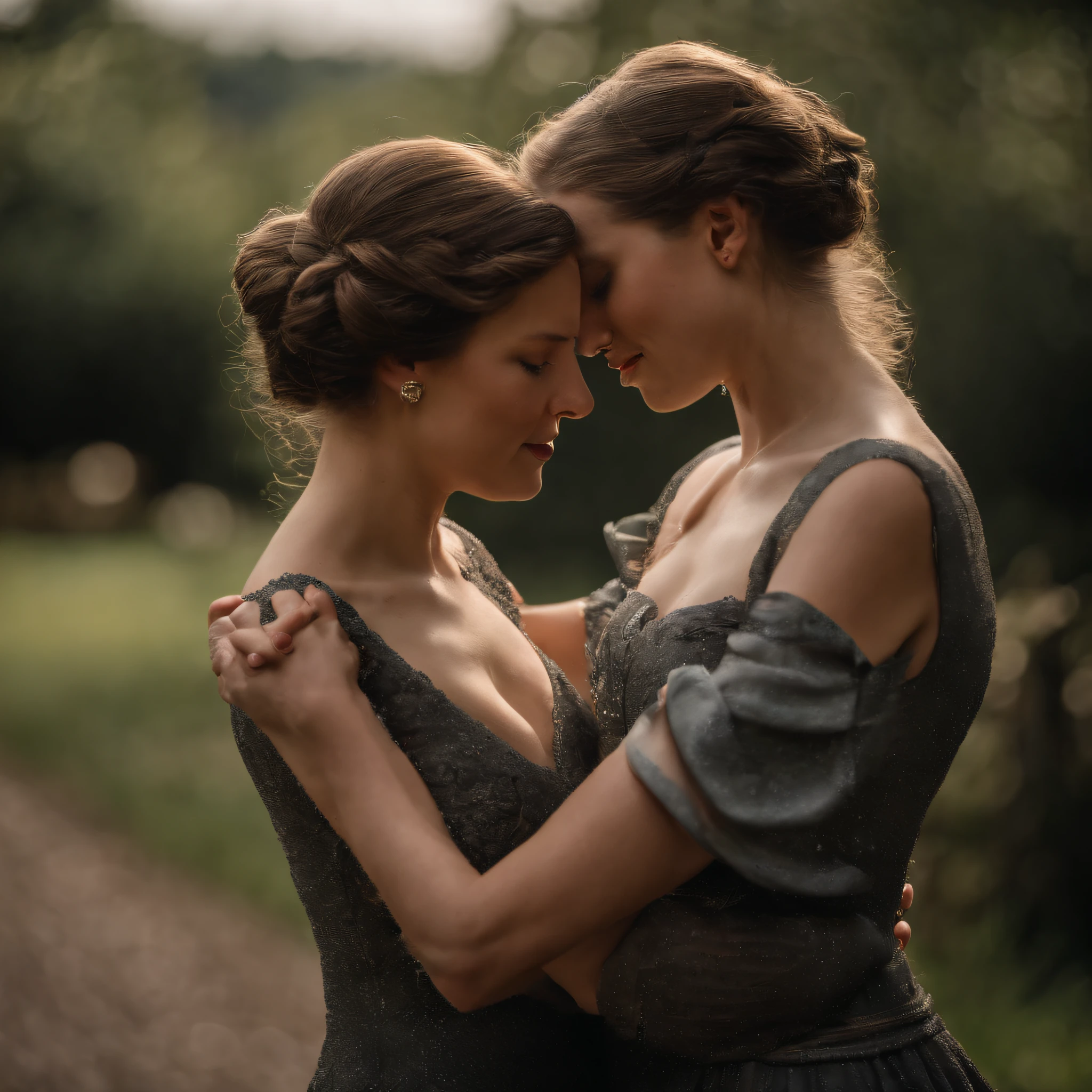 sexy princess anne of the UK age 20, lesbian, embracing her lesbian 20 year old lover who is a lover and a commoner and passionately kissing on the mouth and hands on each other's breasts