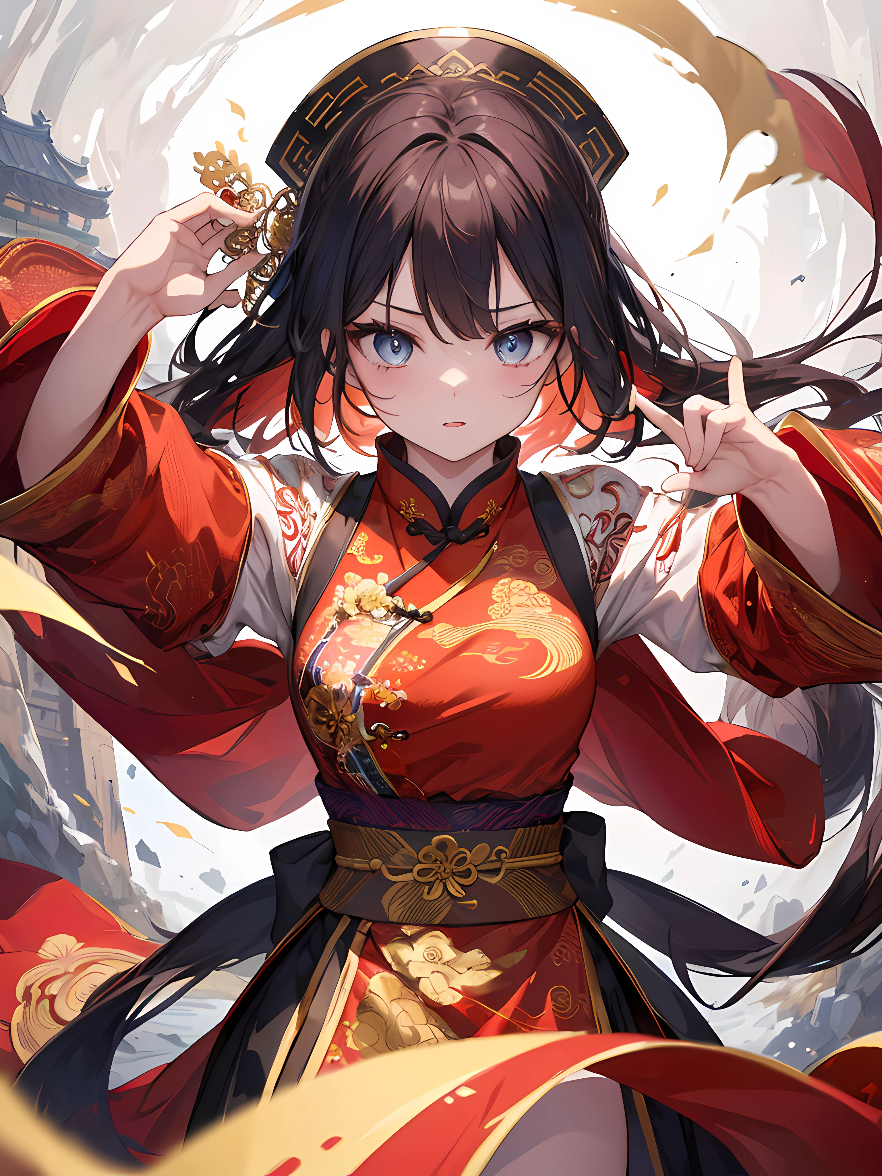 (best quality, masterpiece:1.2, highres, wuxia:1.1), 1girl, china dress, super gorgeous face, super gorgeous eyes, super gorgeous hair, kung-fu fight, vivid colors, traditional setting, intricate patterns, dynamic poses, elegance, flowing movements, dramatic lighting, vibrant atmosphere