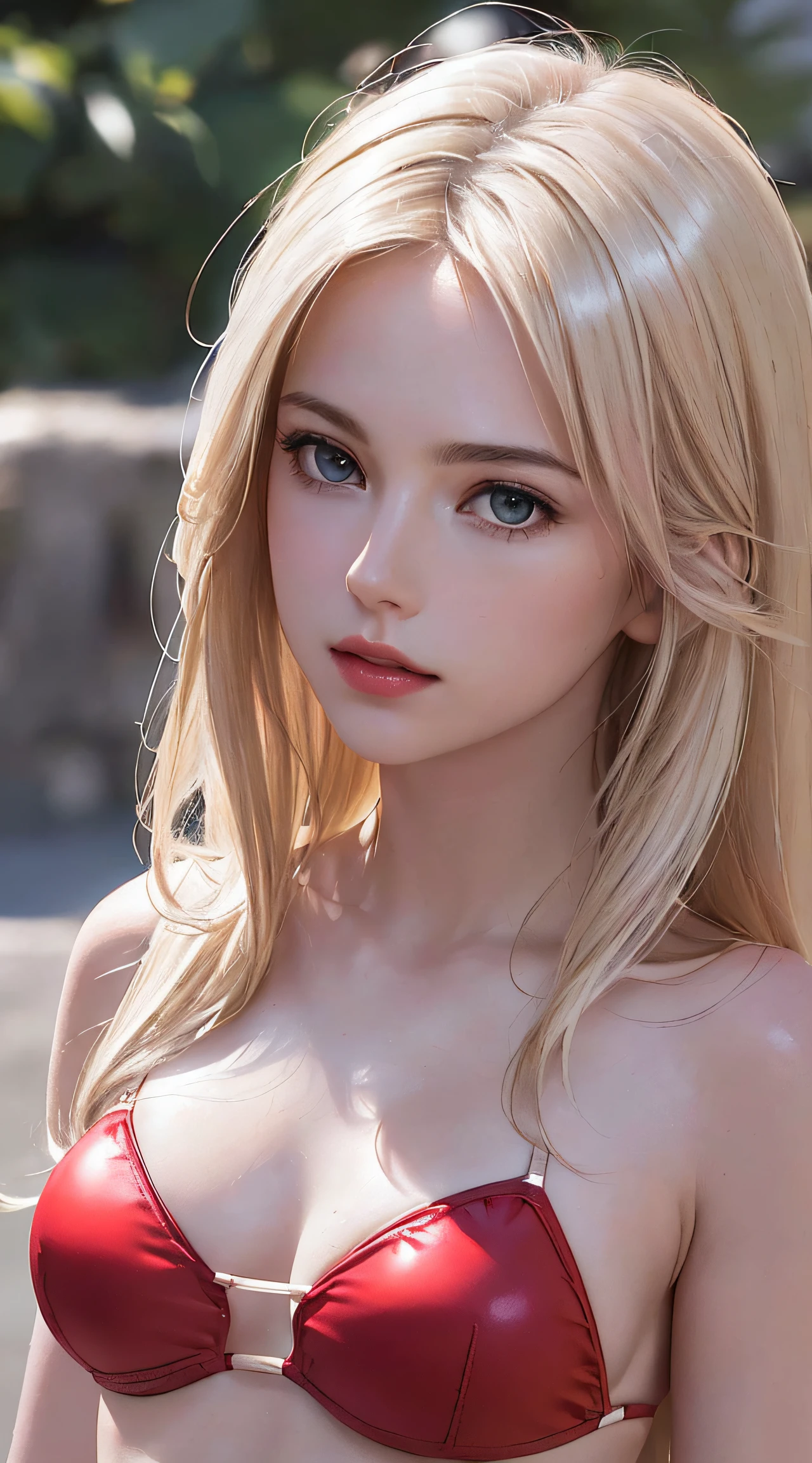 (8K, RAW Photos, of the highest quality, Masterpieces: 1.2), (Realistic, Photorealistic: 1.37), Highest Quality, Ultra High Resolution, light  leaks, Dynamic lighting, Slim and smooth skin, (Full body:1.3), (Soft Saturation: 1.6), (Fair skin: 1.2), (Glossy skin: 1.1), Oiled skin, 22 years old, Night, shiny white blonde, Well-formed, Hair fluttering in the wind, (Close-up shot of face only:1.2), Physically Based Rendering, From multiple angles, all-fours, Chest is sheer, (Smaller chest:1.2), cleavage of the breast, Lower breast, (Transparent costume:1.3), Not wearing a cloak, Beautiful eyes,Break HA,(8K, RAW Photos, of the highest quality, Masterpieces: 1.2), (Realistic, Photorealistic: 1.37), Highest Quality, Ultra High Resolution, focused eyes, light  leaks, Dynamic lighting, Slim and smooth skin, (Full body:1.3), (Soft Saturation: 1.6), (Fair skin: 1.2), (Glossy skin: 1.1), (Oiled skin:1.2), 18 years old, Night, plein air, Strong morning light from the front, BREAK, shiny white blonde, Well-formed, Hair fluttering in the wind, (Close-up shot of face only:1.2), Physically Based Rendering, From multiple angles, (Cute:1.2), Beautiful hair blown in the wind, all-fours, Chest is sheer, Well equipped, Sheer, Transparent, Glittering Gemstones, beautiful body shape, It features a simple, BREAK, Hair volume decreases towards the ends of the hair, Beautiful skin without blemishes, (Thin shiny red little bikini:1.2), Sparkly lips, The air is clear, shiny white blonde hair, Light is coming in from various directions, Hair through intense light, (Erotic:1.3), (Bare chest:1.2), (Small breasts:1.2), Under the breasts, narrowwaist, narrow shoulders, gazing at viewer, Big smile, spring, Bathing, Very small cloth, thighs thighs thighs thighs, I put my hands slightly above my cleavage in embarrassment and embarrassment,Her body is hot and red,