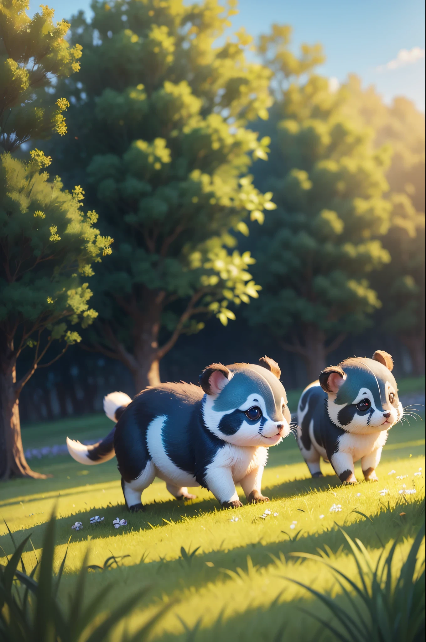 Small animals,adolable,grass field,blue-sky,baiyun --auto --s2