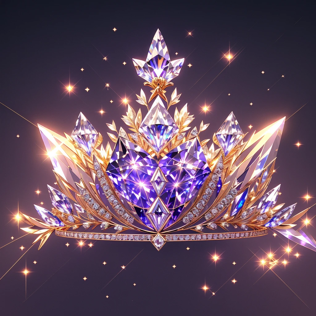 Diamond Crystal Jewel Crown icon, Phoenix Element, Gold with colored diamonds, Sailor Moon style, Gorgeous crown,ui design,Diamond crystal, Intricate headwear,Brilliant and elegant,minimalist luminous, white background, isometric Ul interface with 3d elements, 3d rendering, hologram, high detail, gad rays, c4d, 8k，