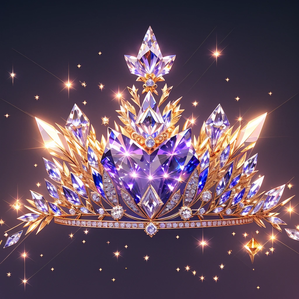 Diamond Crystal Jewel Crown icon, Phoenix Element, Gold with colored diamonds, Sailor Moon style, Gorgeous crown,ui design,Diamond crystal, Intricate headwear,Brilliant and elegant,minimalist luminous, white background, isometric Ul interface with 3d elements, 3d rendering, hologram, high detail, gad rays, c4d, 8k，