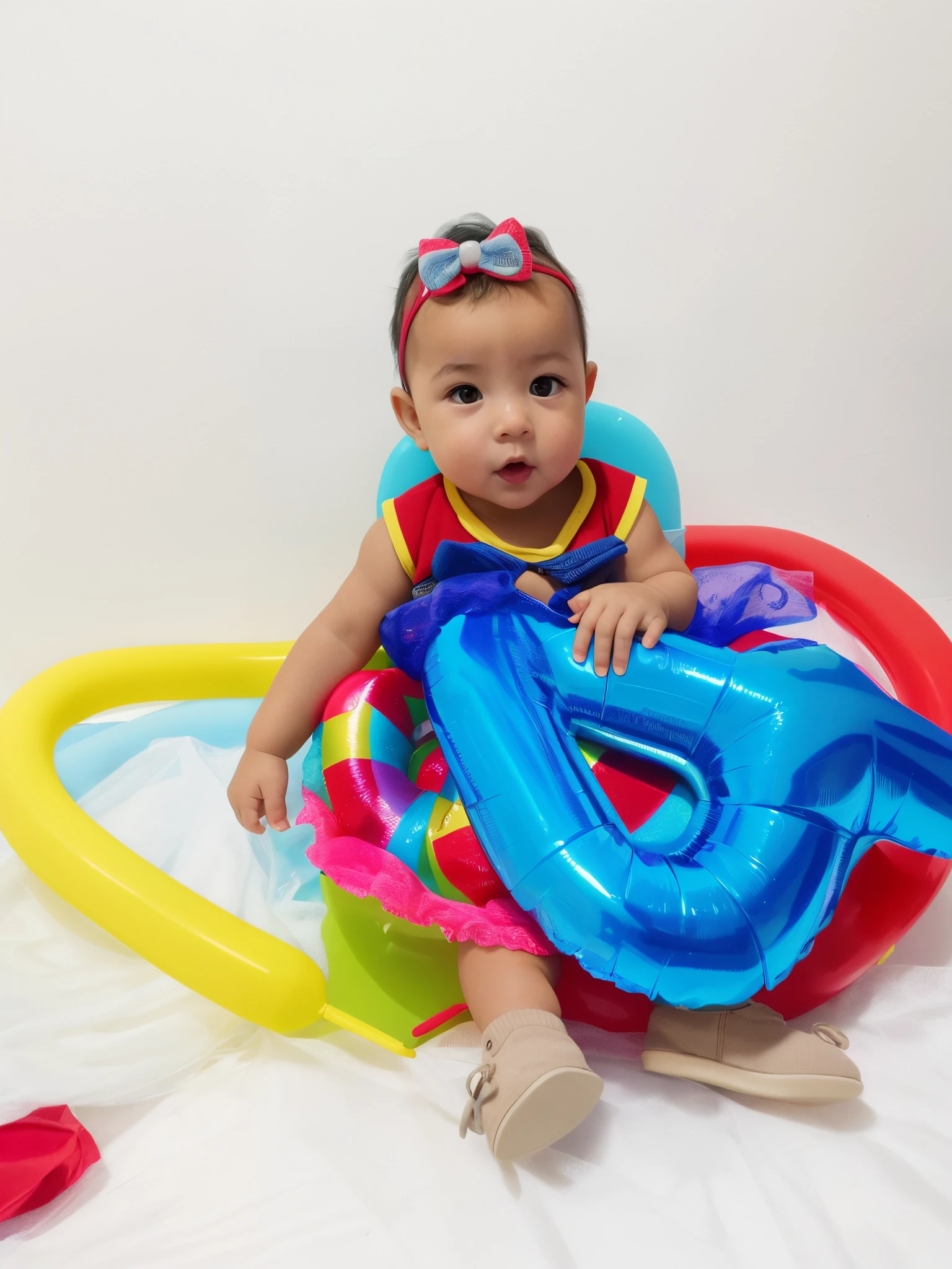 there is a baby sitting on a float with a number one balloon, Tiro na Nikon Z9, foto de retrato em close-up, Tiro na Canon EOS R 5, Tiro na Canon EOS R5, foto bonito, taken with the best dlsr camera, Photo Session, Tomado com Sony Alpha 9, foto de retrato, foto modo retrato, Potrait, Tiro com iPhone 1 0