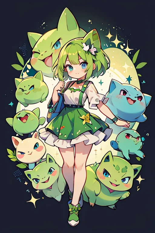 Bulbasaur human fusion ; glitter; full body