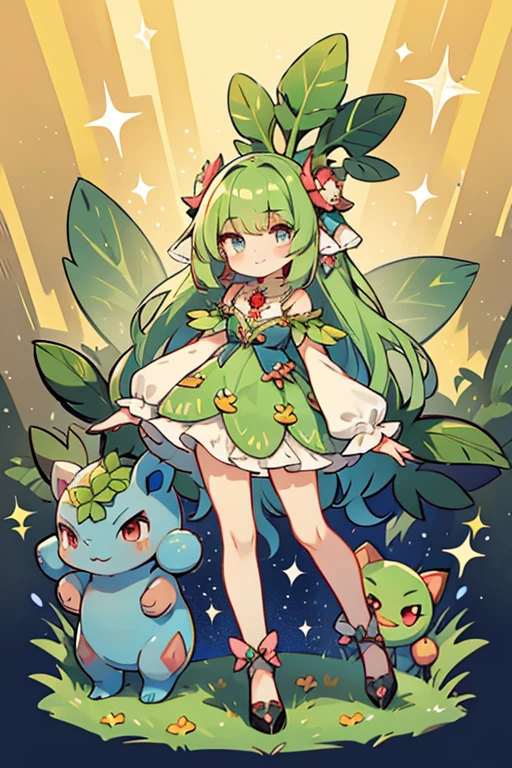 Venusaur human fusion ; glitter; full bod