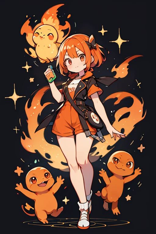 Charmander human fusion ; glitter; full bod