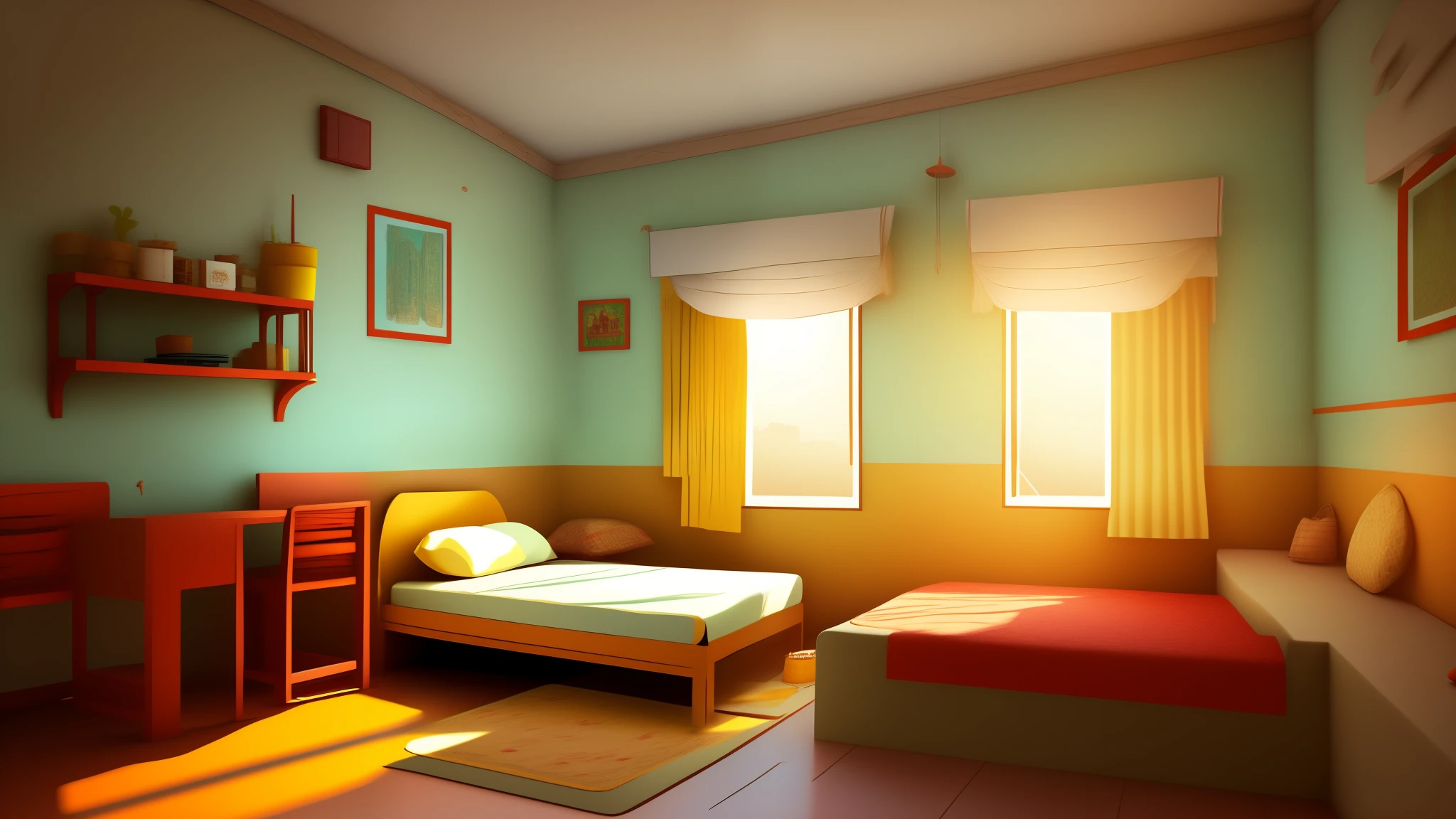cartoon house room interior, poor house room interior, room , bad condition room interior, a Indian room a small room, Indian room interior bright white lighting