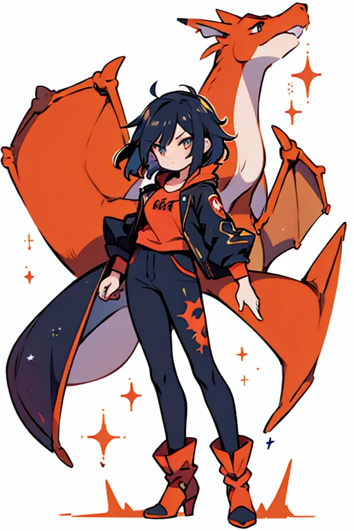 Charizard human fusion ; glitter; full bod