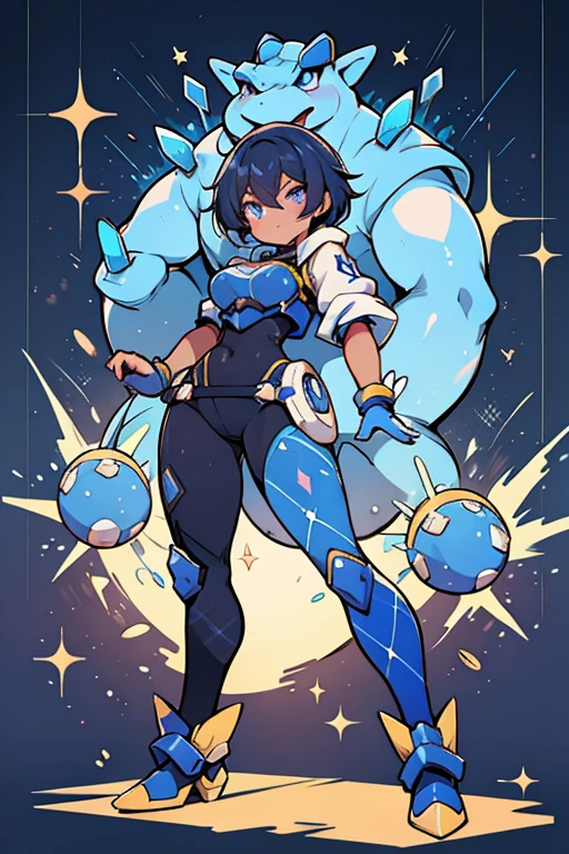 Blastoise human fusion ; glitter; full bod