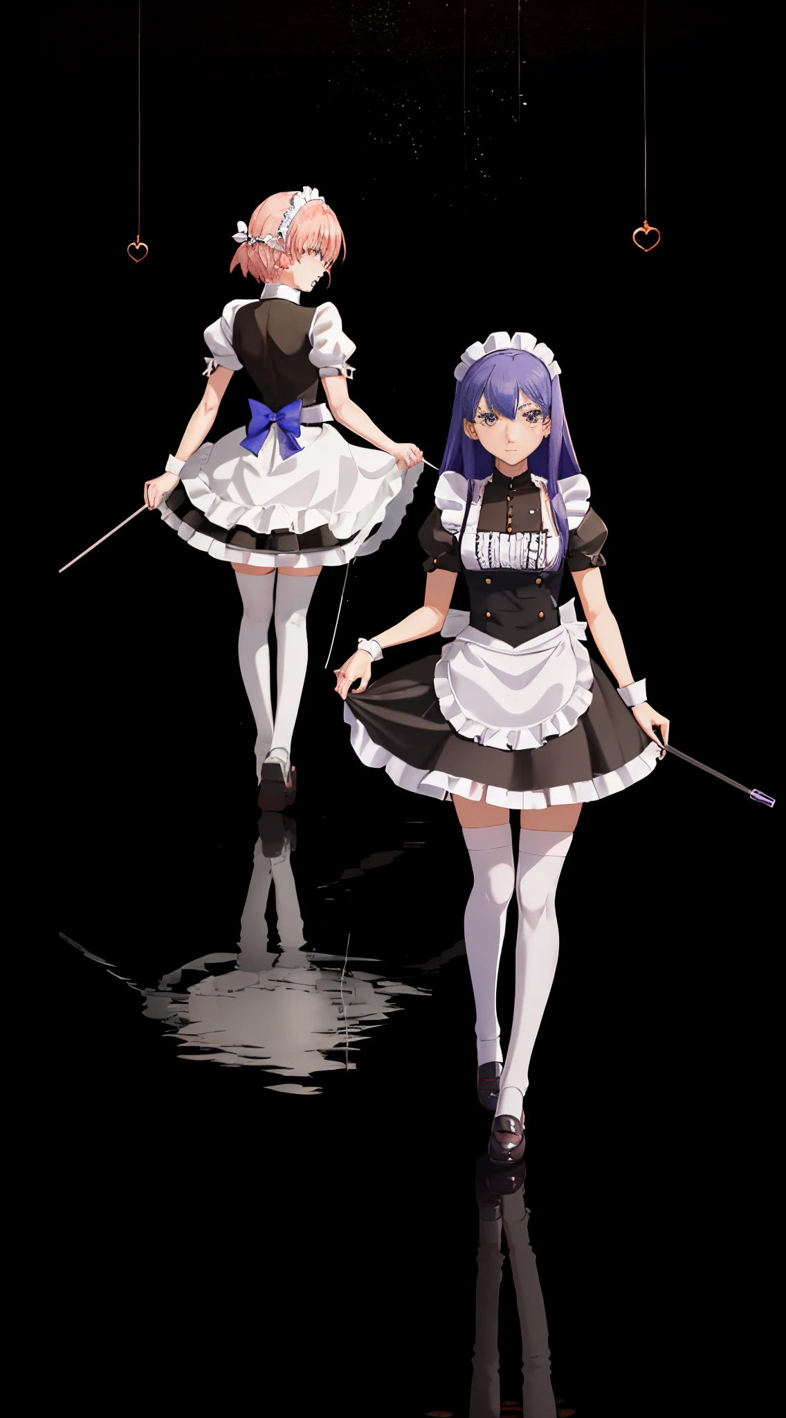 Photos taken by a professional photographer,Live action,4K、Two women in maid clothes, anime maids riding early tanks, Artorian Pendragon, anime style like fate/Stay Night, Fate Grand Order, maid clothes, Ecchi anime style, characters from azur lane, Ecchi style, full body commission for, small curvy loli, Ecchi, anime girls in maid costumes