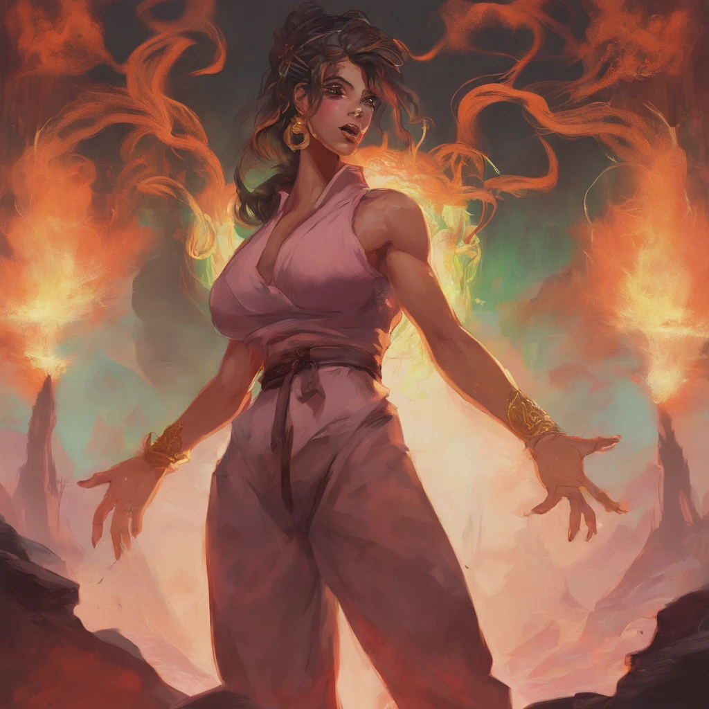 ((volcano)),devil milf,sit in fire,(((tattoo covering whole body:1.4))),(((black skin))),horns on head,Big tail，Detailed details,((A MILF: 1.4)), (Curvy:1.35),Curvy physique,compelety naked，bare leg,big nipple,Seductive,from below，Obscene expressions