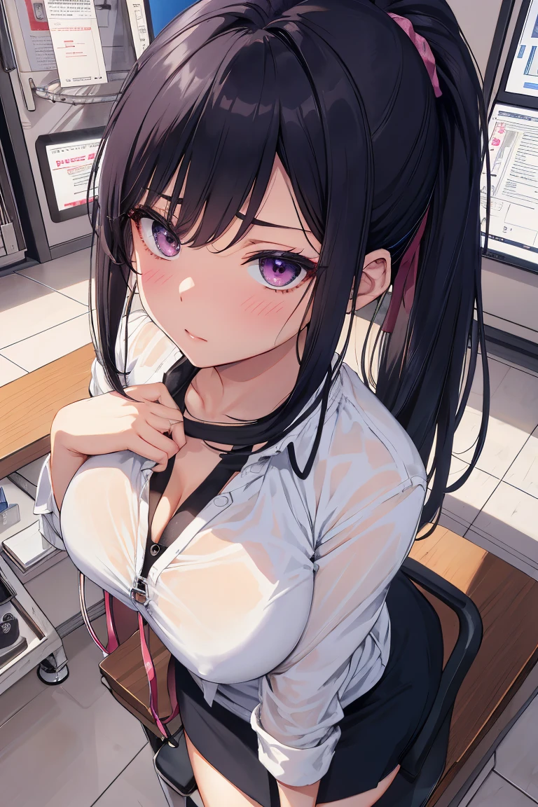 (beautifull hands:1.2), (masutepiece, Best Quality:1.3), Aiko Katsuragi,45 yers old, (Full body shot:1.05), A MILF, (Curve:0.9), 1girl in, Natural face, sit a chair, doctor, labcoat, stethoscope, Short pencil skirt, (thighs thighs thighs thighs:1.05), high-heels, makeup, Large breasts, lip stick, violet eyes, folded ponytail, dark indigo hair, cleavage, Perfect body, (athletic bodies:1.1), Perfect eyes, Natural eyes, smoky eyeliner, eyeshadows, Perfect face, Seductive face, Glance, blush, High Sharpness, Sharp Focus, medical room, Professional artwork, Intricate details, Vivid colors, diffuse lighting, digital blending, ultra detailed body, Ultra Detail Hair, ultra detail face, trending on pixiv,Nipple see-through、huge-breasted、large full breasts、there is a bulge in the chest、full body Esbian、Shyness、Insertion of ecstatic vaginal objects、will be inserted into the 、SEX MACHINE、Nipple transparent , ride horse , Solo Boy、Girl lying on her back at an angle from below, Spread legs, Spread , Naked, large full breasts、Nipple see-through, Fingering, , Olgam Cute Face, Blushing,