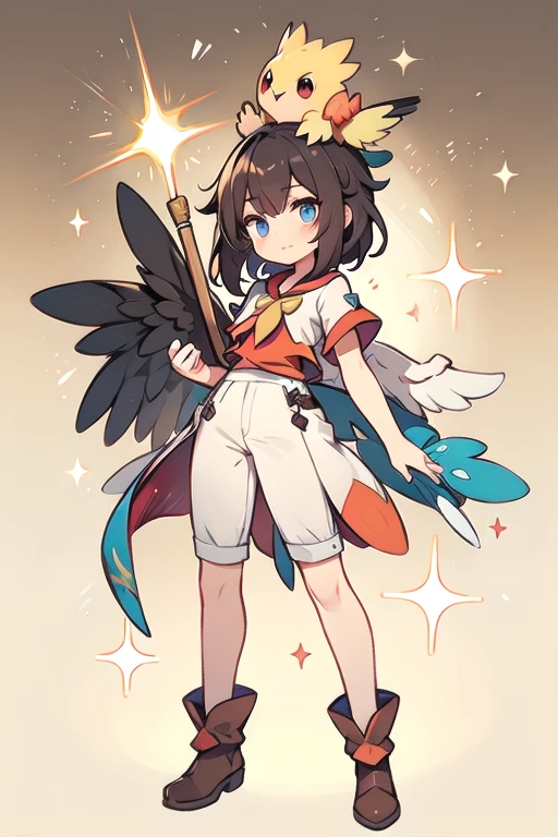 Spearow human fusion ; glitter; full body