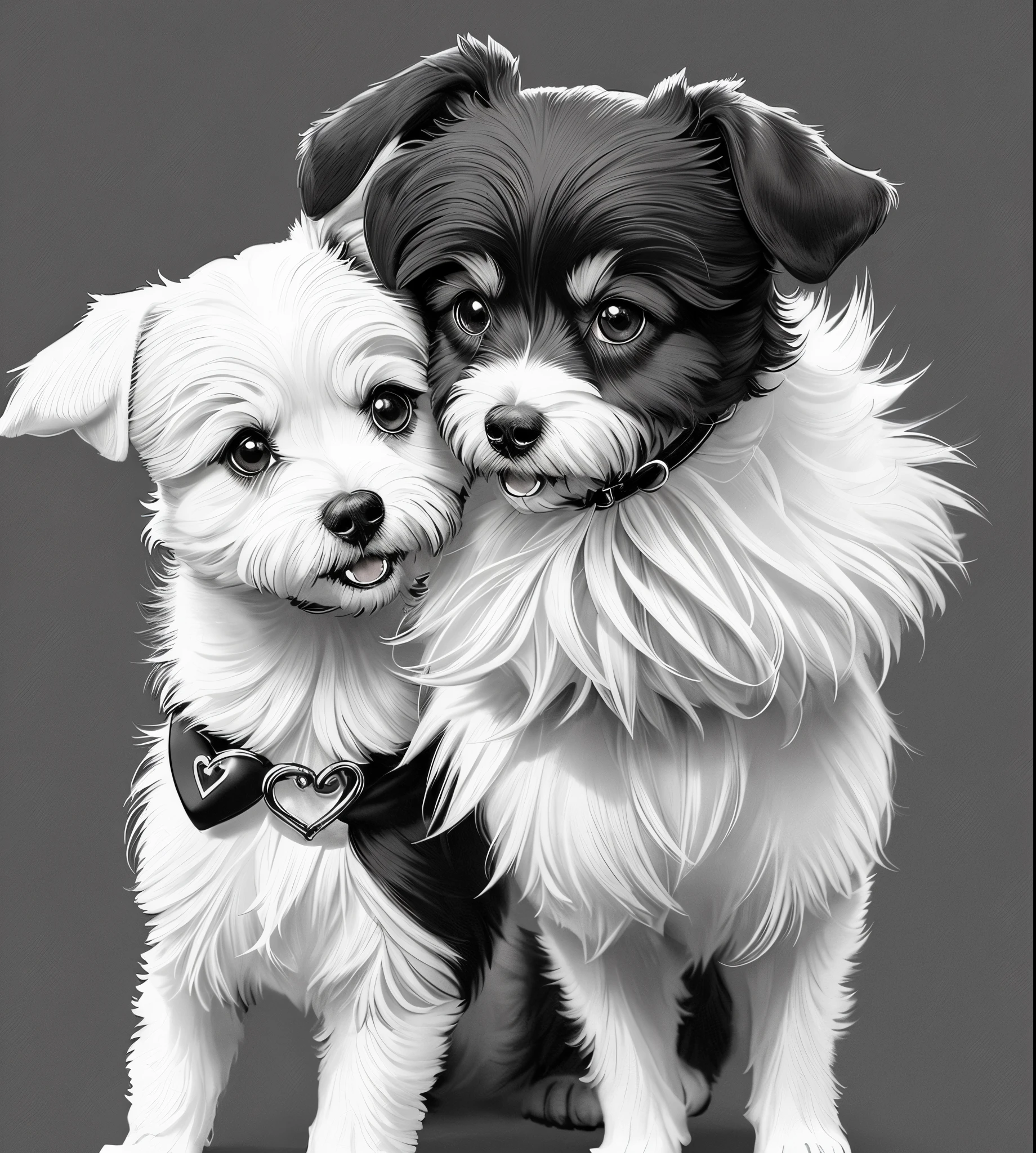 a Dog、Anime style、Black fur and white mesh、Bushy coat、chihuahua and schnauzer mix、SNS icon