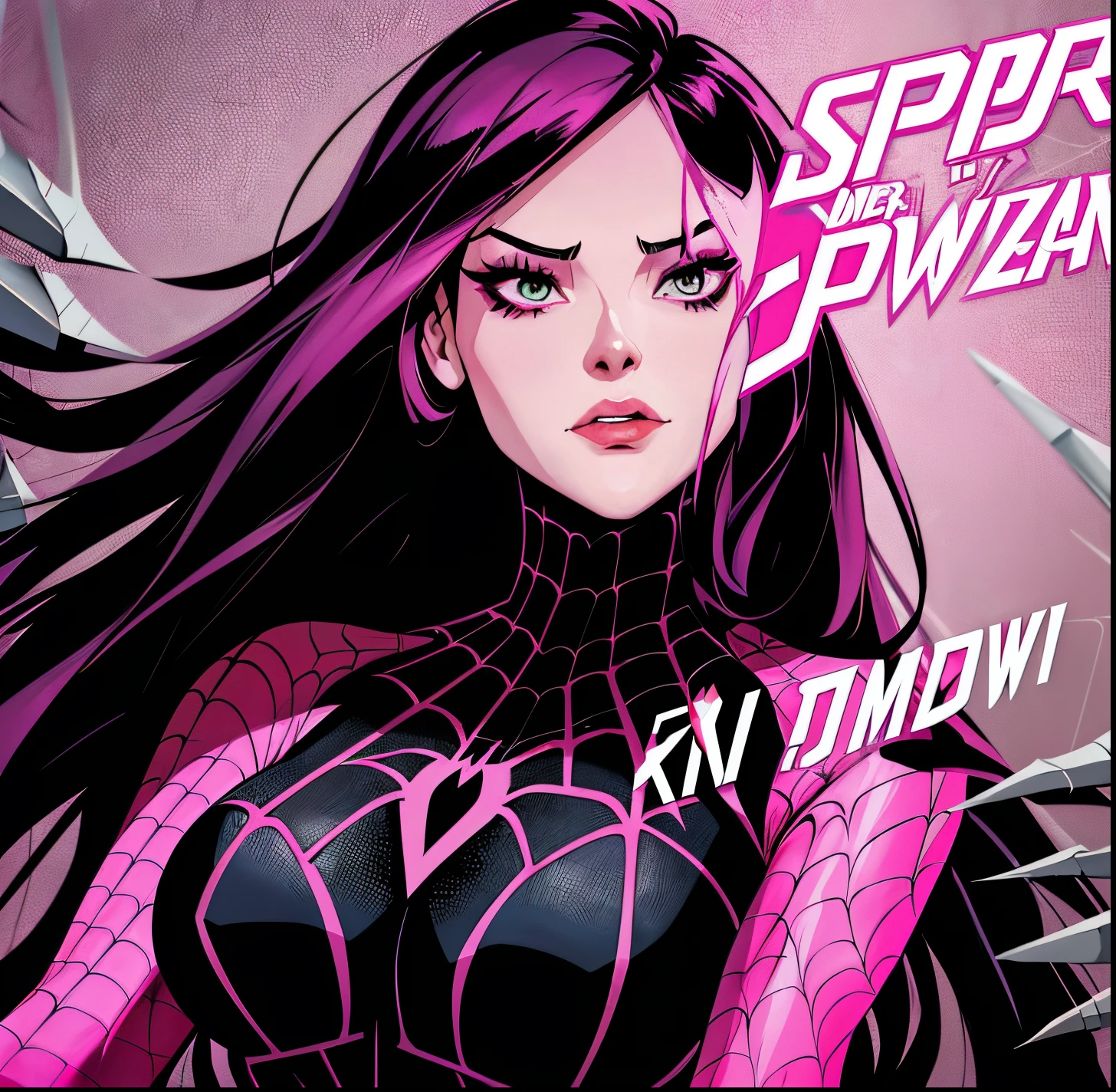 anime character with a sword and a cape in front of a building, ( ( spiderwoman ) ), “ anime, the witch queen, hq artwork, spider woman, harley queen, spider gwen, spider - verse art style, alien queen, spider - gwen, spider-gwen, junker queen from overwatch, spiderwoman!!!!!, park shin hye as a super villain