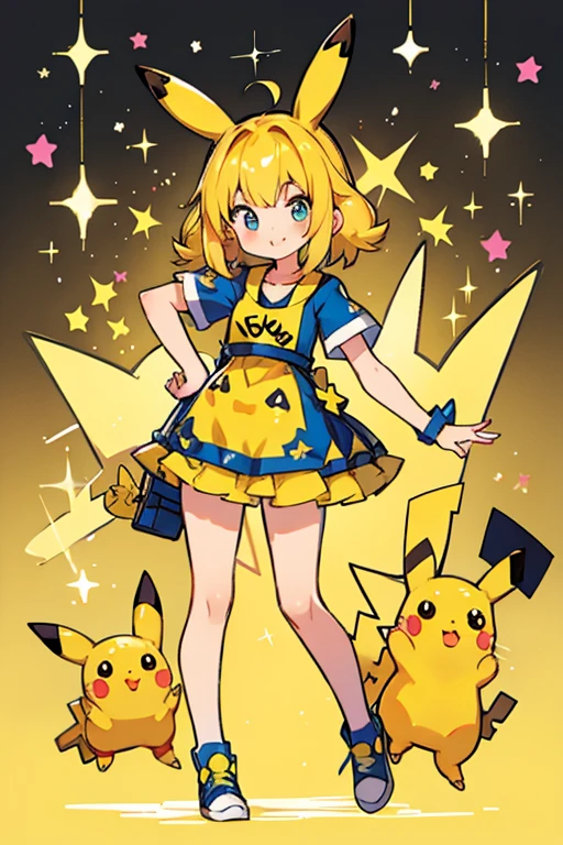 human Pikachu ; glitter; full body; outfit pikachu inspired
