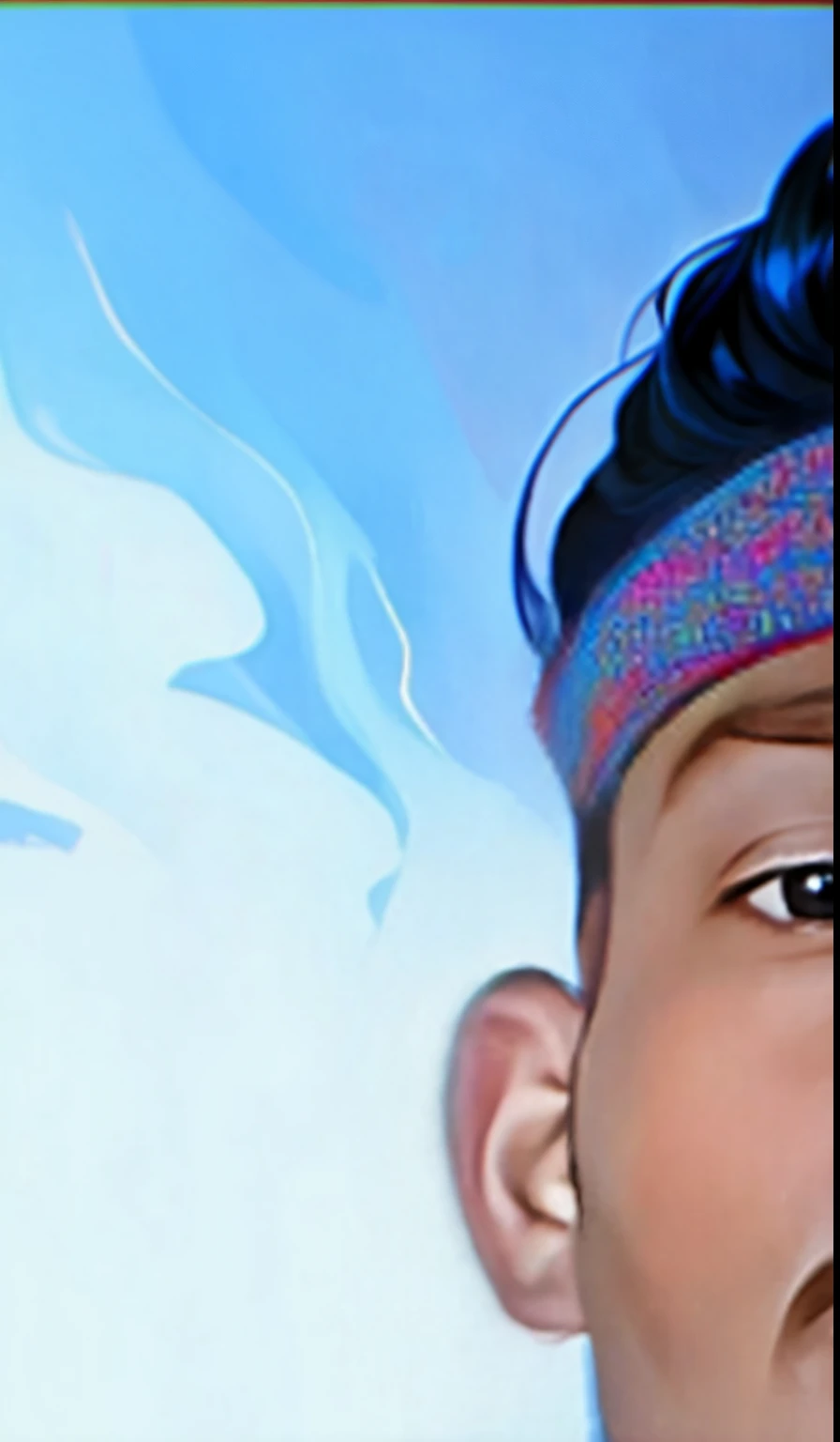 painting of a man with a blue jacket and a colorful headband, # 1 digital painting of all time, #1 digital painting of all time, will smith portrait, detailed color portrait, cartoon digital painting, smooth. digital painting, in style of digital illustration, in style of tyler mitchell, digital art portrait, in style of digital painting, will smith anime style, digital painted