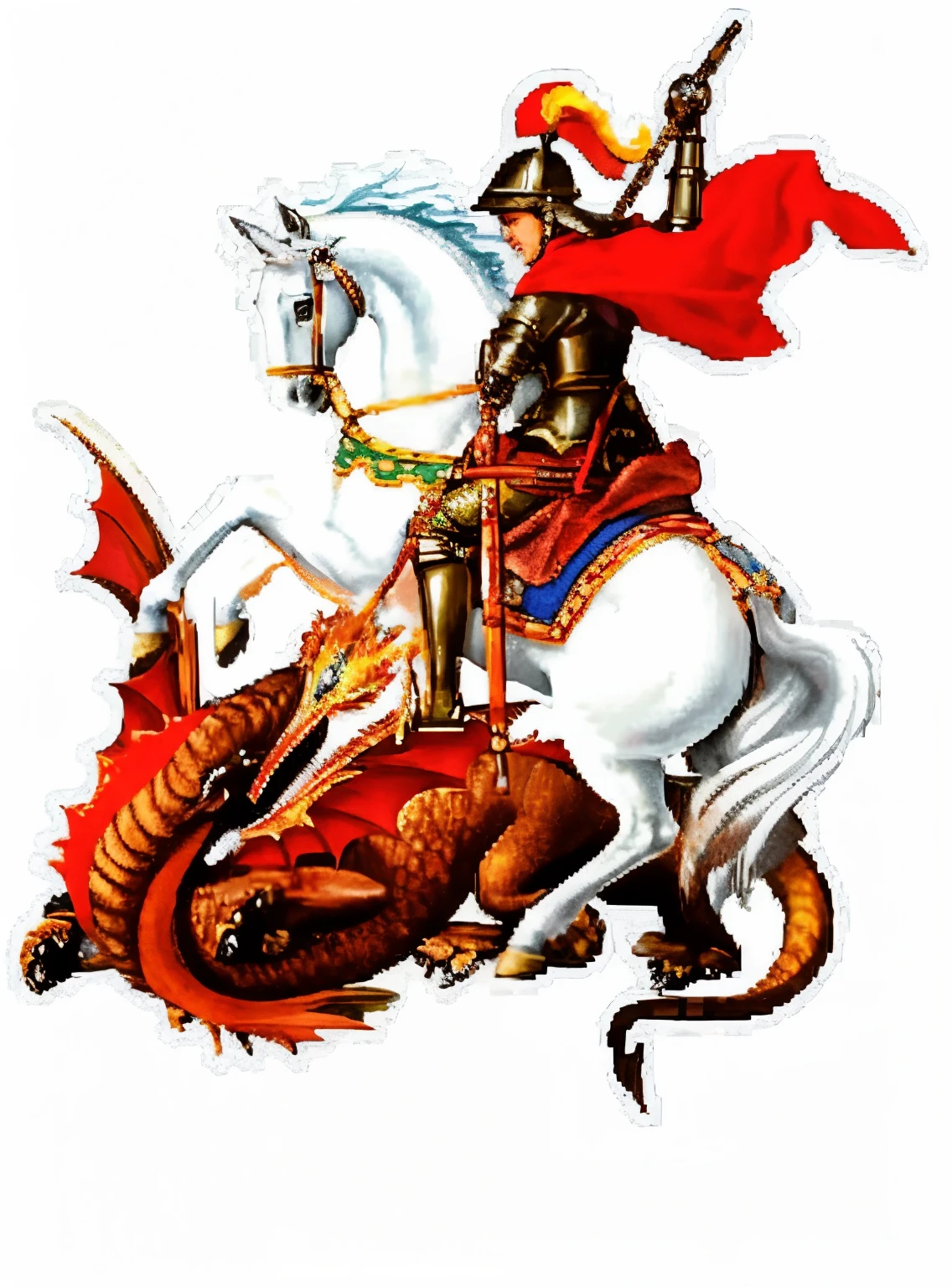 a close-up of a person on a horse with a dragon, dragon rider, Jesus riding a dragon, Dragon Knight, fat dragon with rider, cavaleiro a cavalo, battle with dragon, Ogro vermelho montado em um cavalo, Cavalo Guerreiro, vladimir putin rides a unicorn, (((cavalo))), Dragon Slayer, Heroes of Power and Magic 3, cavalo Michael
