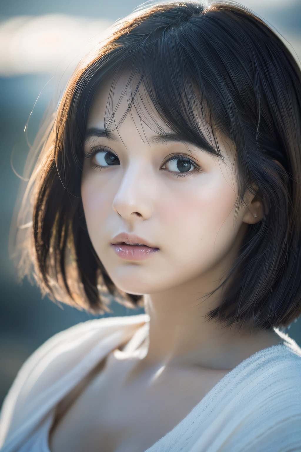 ((top quality, 8k, masterpiece: 1.3)), women (full body portrait, front, babydoll wearing, wet clothes, big breasts, cleavage),beach fire, dancing pose, night, overhead camera, sharp focus: 1.2, cute women: 1.4, (((hairstyle random)), wet hair, very detailed face and skin and hair texture, detailed eyes, double eyelids, white skin, beautiful delicate nose, Cute young Japan woman, 28 years old, at a dynamic angle, is pleasing to the eye and suggestive composition, emphasizing the subject's hair, eyes, mouth and action, while exuding melancholy emotions characterized by a contrasting mix of muted tones and light and shadow,
