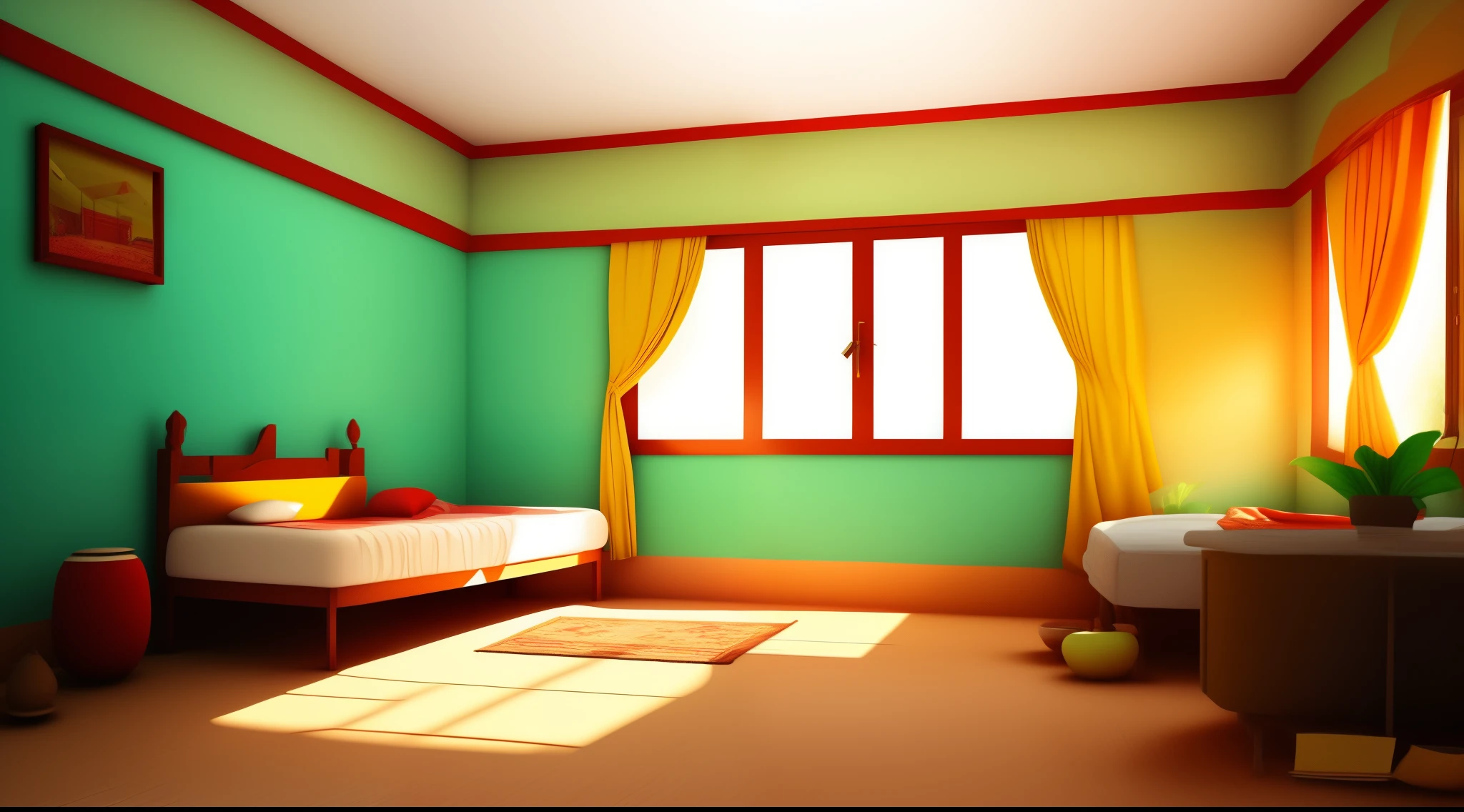 cartoon house room interior, poor house room interior, room , bad condition room interior, a Indian room a small room, Indian room interior bright white lighting