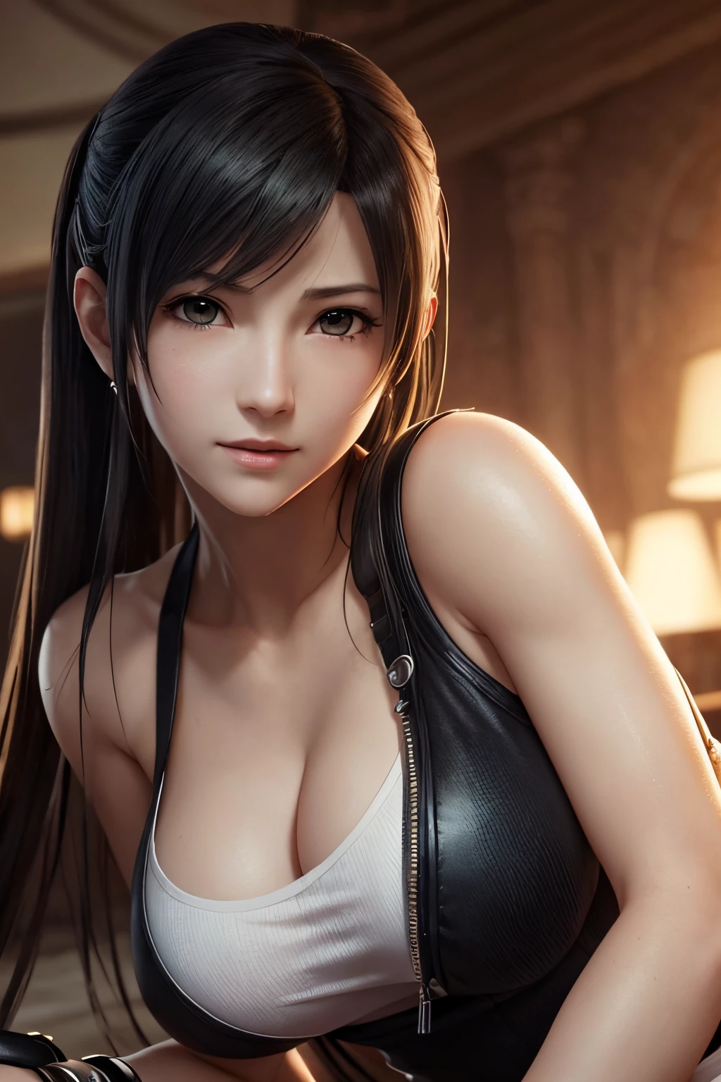 Top image quality、Top resolution、Delicate down to the smallest detail、Tifa Lockhart、FF7R、ultra-detailliert、Beautiful in every detail、smil