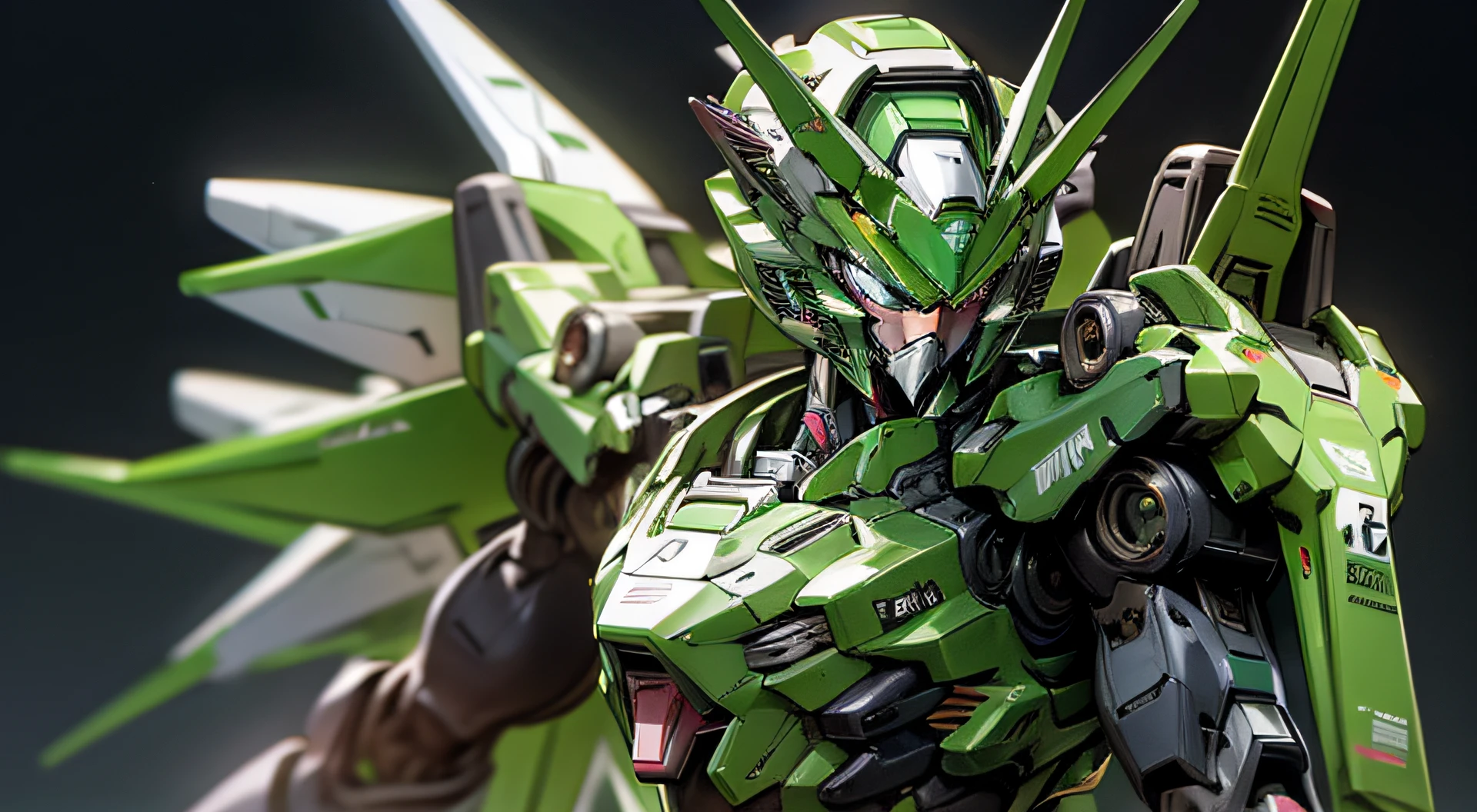 makina,Fluorescent Green,Gundam style,digital,