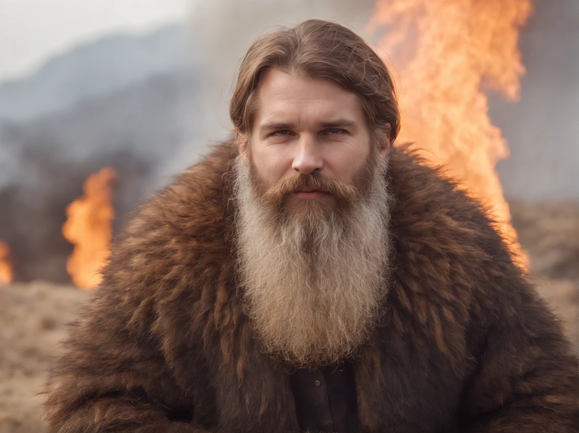 Furry being burnt alive with a fat long bearded guy watching