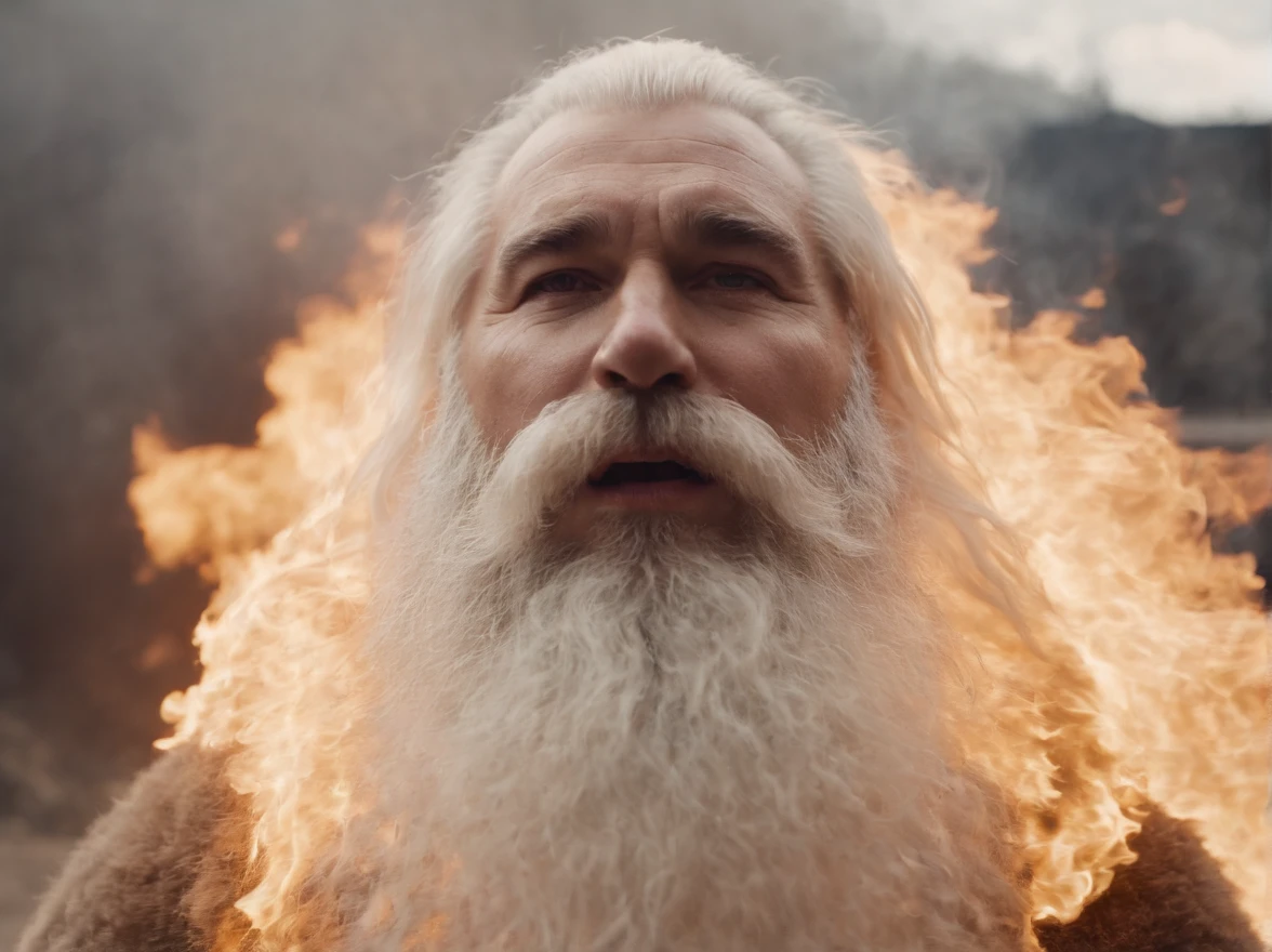 Furry being burnt alive with a fat long bearded guy watching