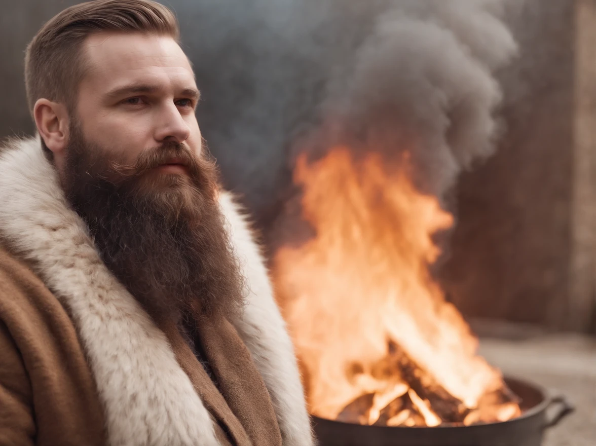 Furry being burnt alive with a fat long bearded guy watching