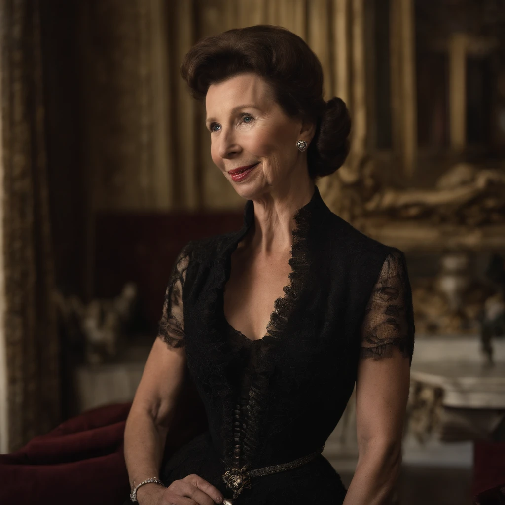 sexy princess anne of the UK in deep cut cleavage full body