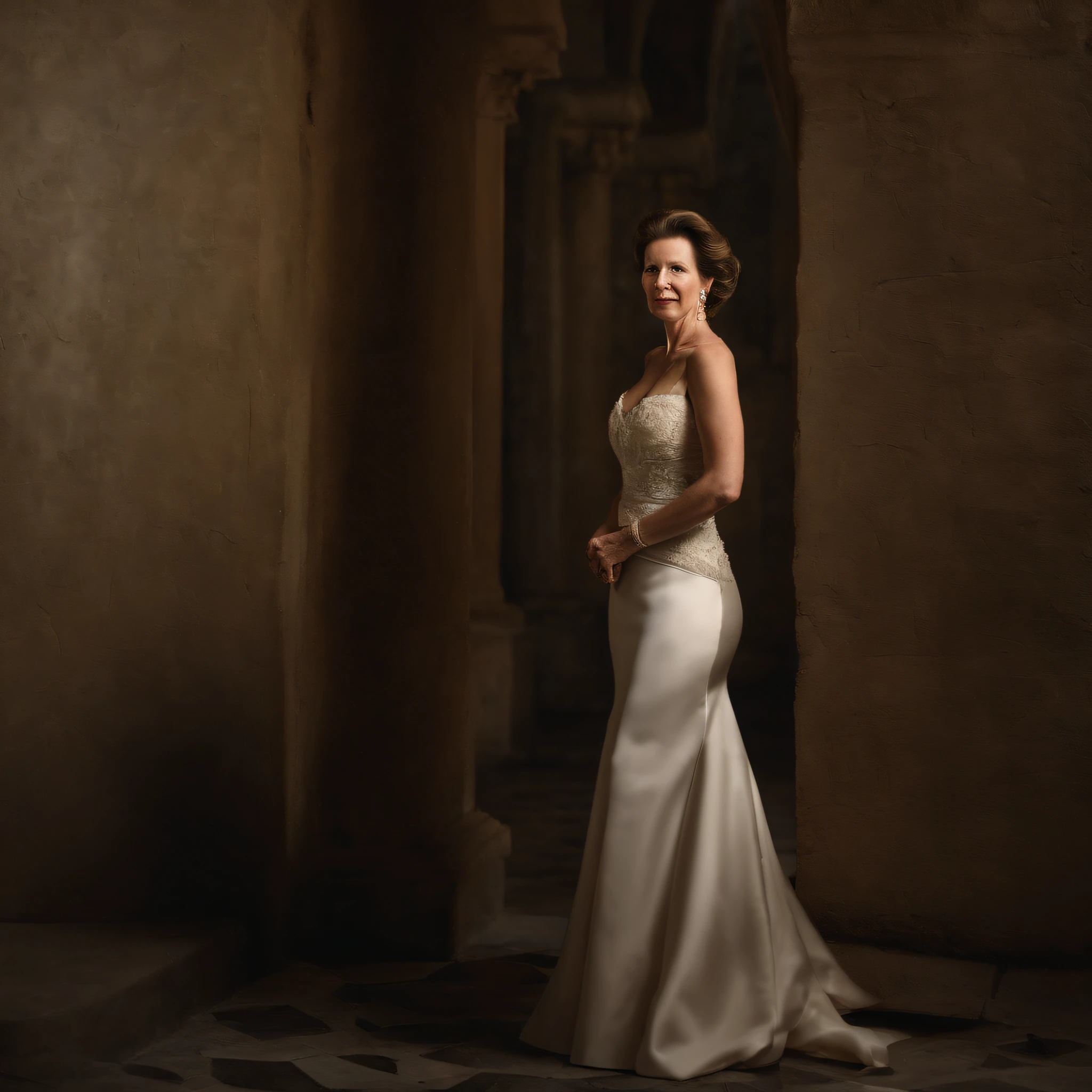 sexy princess anne of the UK in deep cut cleavage full body