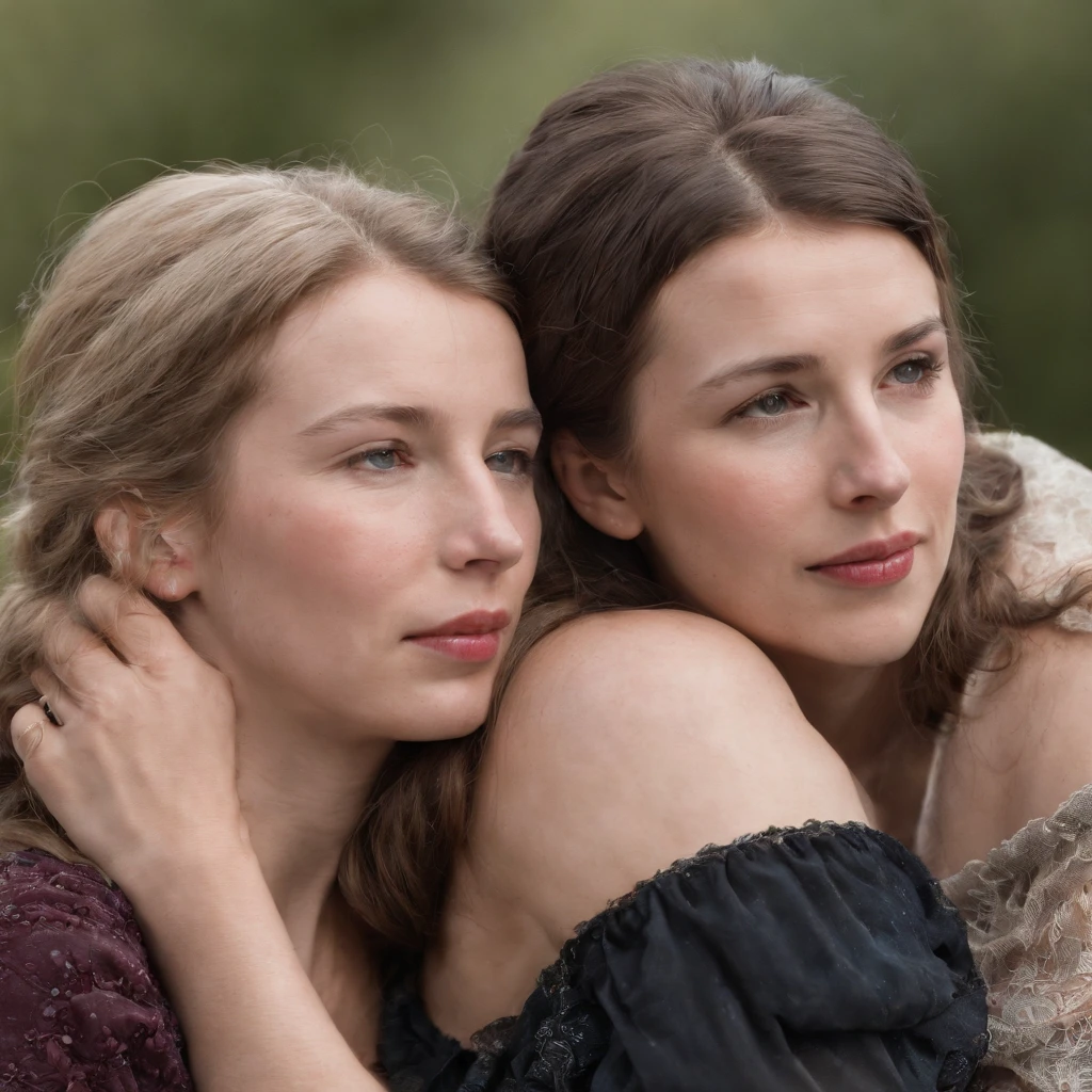 sexy princess anne of the UK age 20, lesbian, embracing her lesbian 20 year old lover who is a lover and a commoner and passionately kissing on the mouth and hands on each other's asses, full body