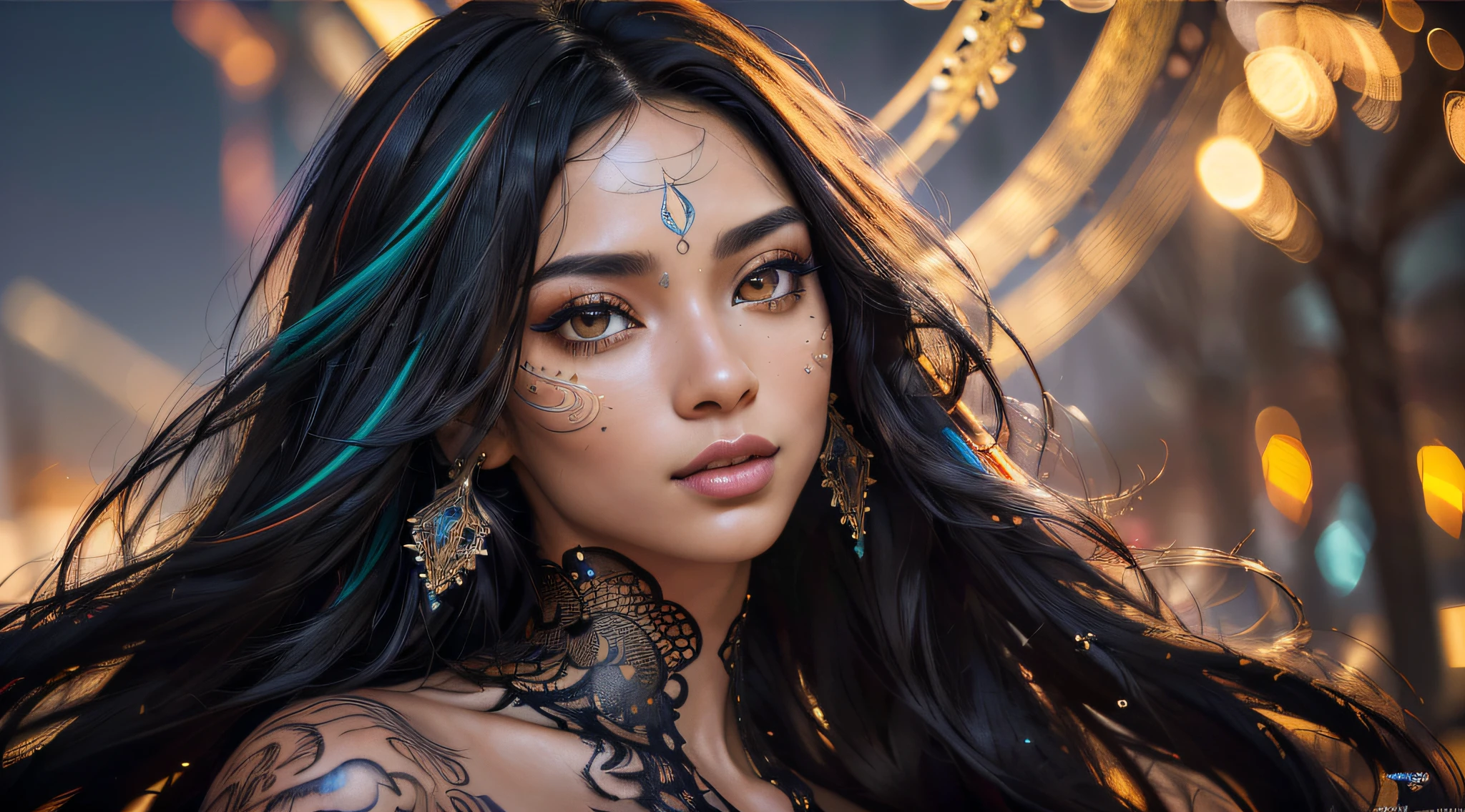 (best quality, masterpiece, colorful, dynamic angle, highest detailed) upper body professional photo, award winning fashion photography of sexy, intense black long hair, bokeh, (intricate details, hyperdetailed:1.15), detailed, moonlight passing through hair (official art, colorful art background, extreme detailed, highest detailed, natural skin texture, hyperrealism, soft light, sharp, perfect face),